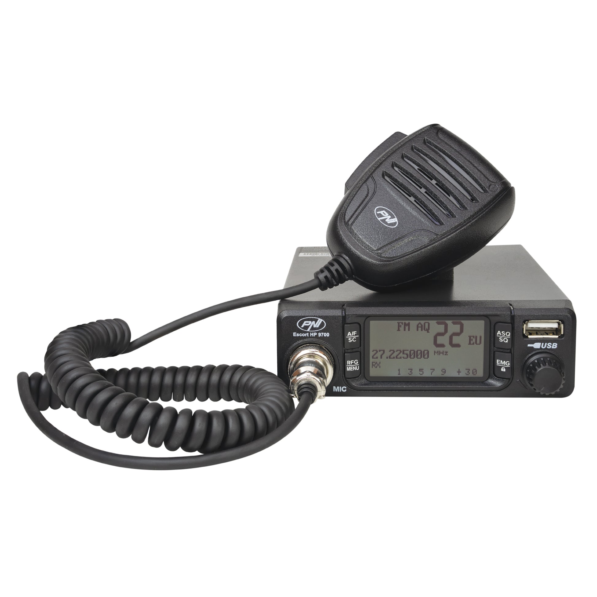 Statie radio CB PNI Escort HP 9700 USB, ANC, ASQ, alimentare 12V / 24V, functie PA, mufa de bricheta inclusa