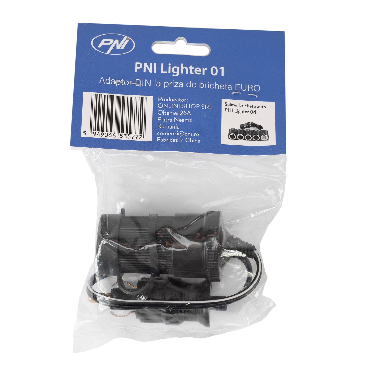 Adaptor DIN la priza de bricheta EURO PNI Lighter 01 cu cablu prelungitor, 12V/24V
