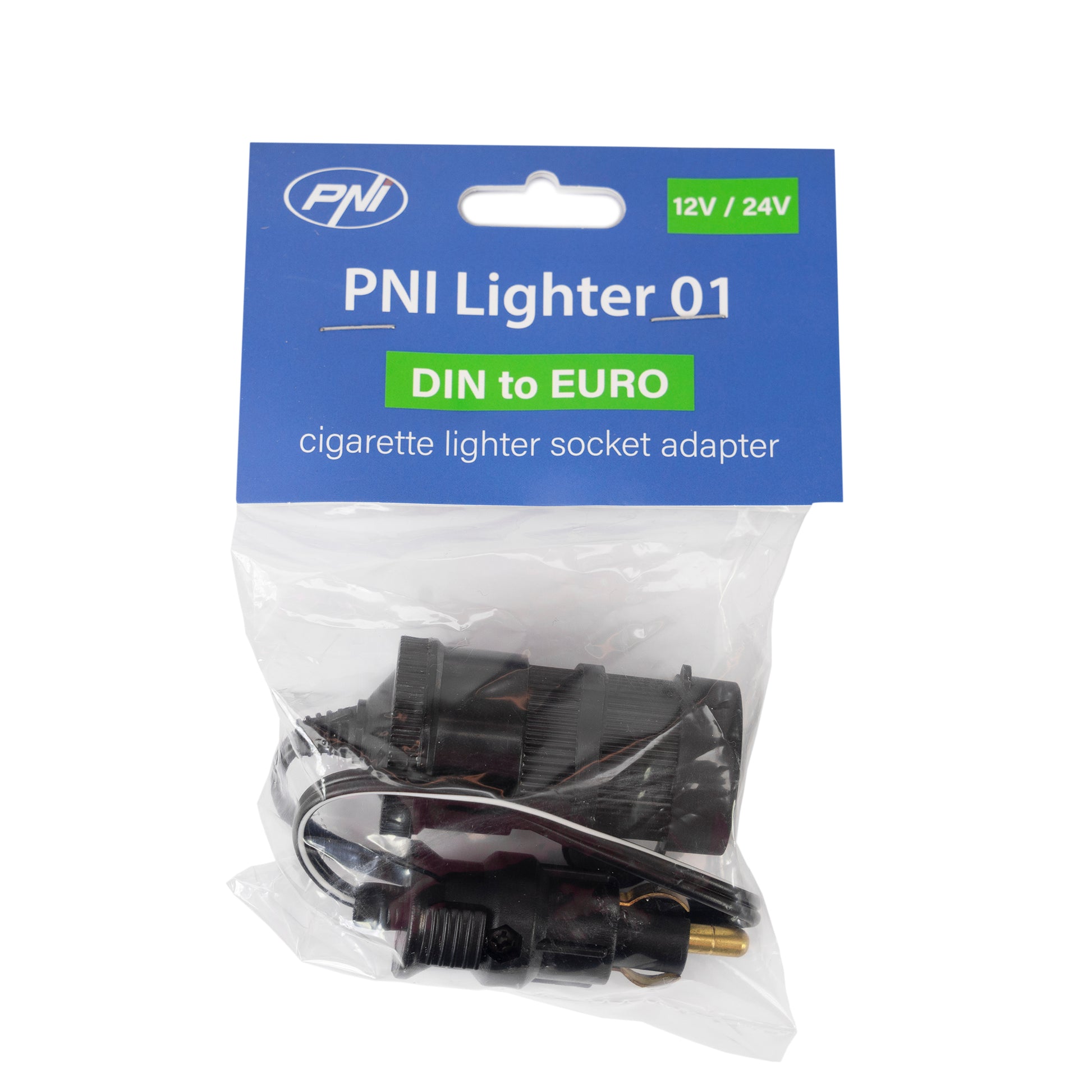 Adaptor DIN la priza de bricheta EURO PNI Lighter 01 cu cablu prelungitor, 12V/24V
