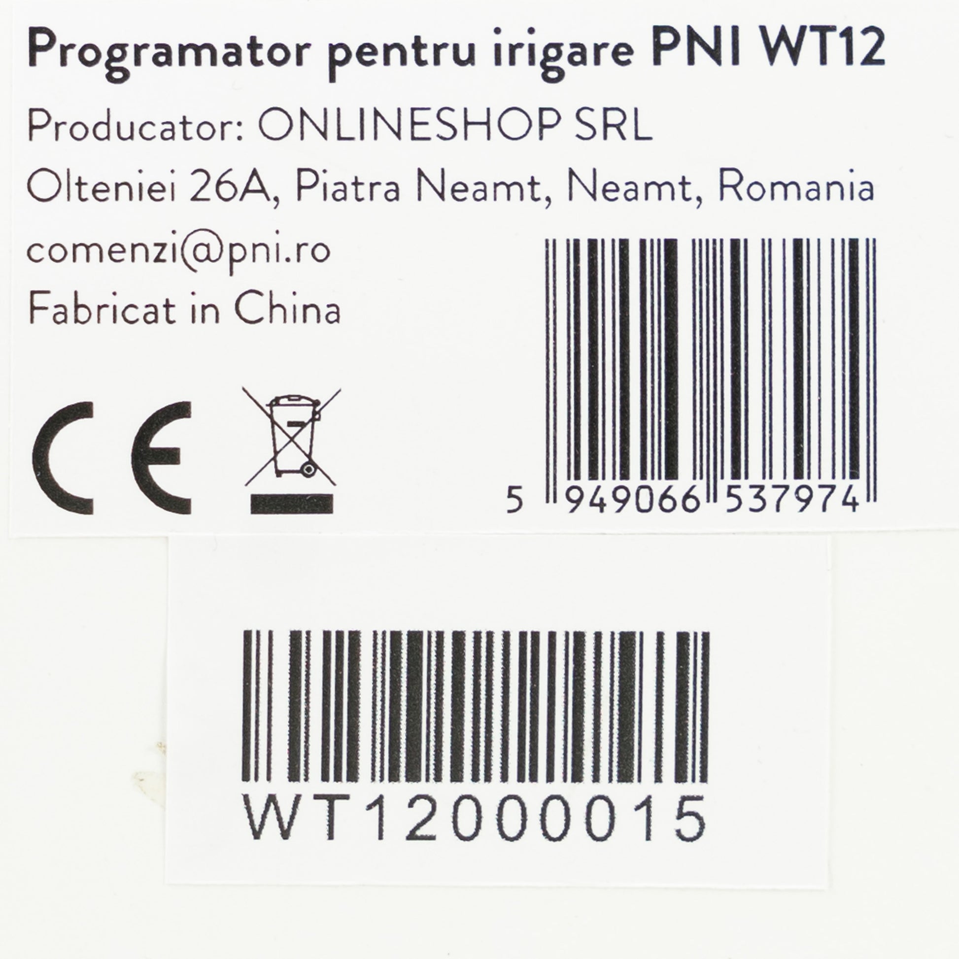 Programator pentru irigare PNI WT12, display LCD, racord 3/4, 2 iesiri, irigare automata si manuala, setare ora, durata si zile irigare