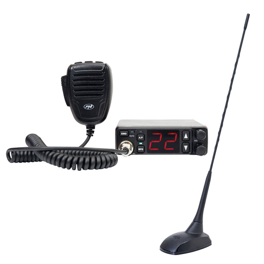 Kit Statie radio CB PNI Escort HP 5500 si antena CB PNI Extra 48, 45 cm, SWR 1.0, cu magnet inclus