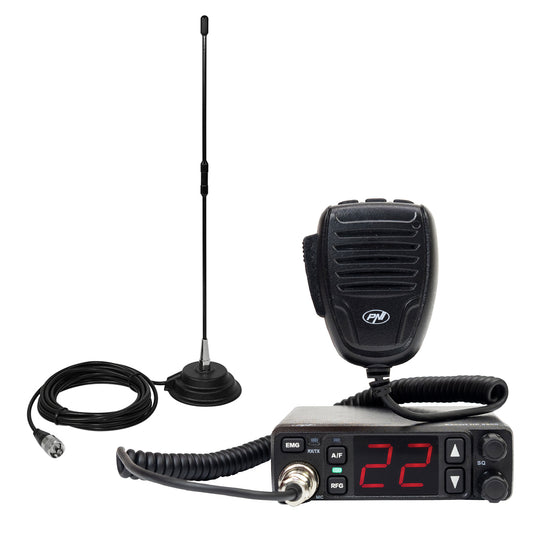 Kit Statie radio CB PNI Escort HP 5500, 4W, 12V/24V, ASQ si Antena CB PNI Extra 40, SWR 1.0, fibra de sticla, cu magnet