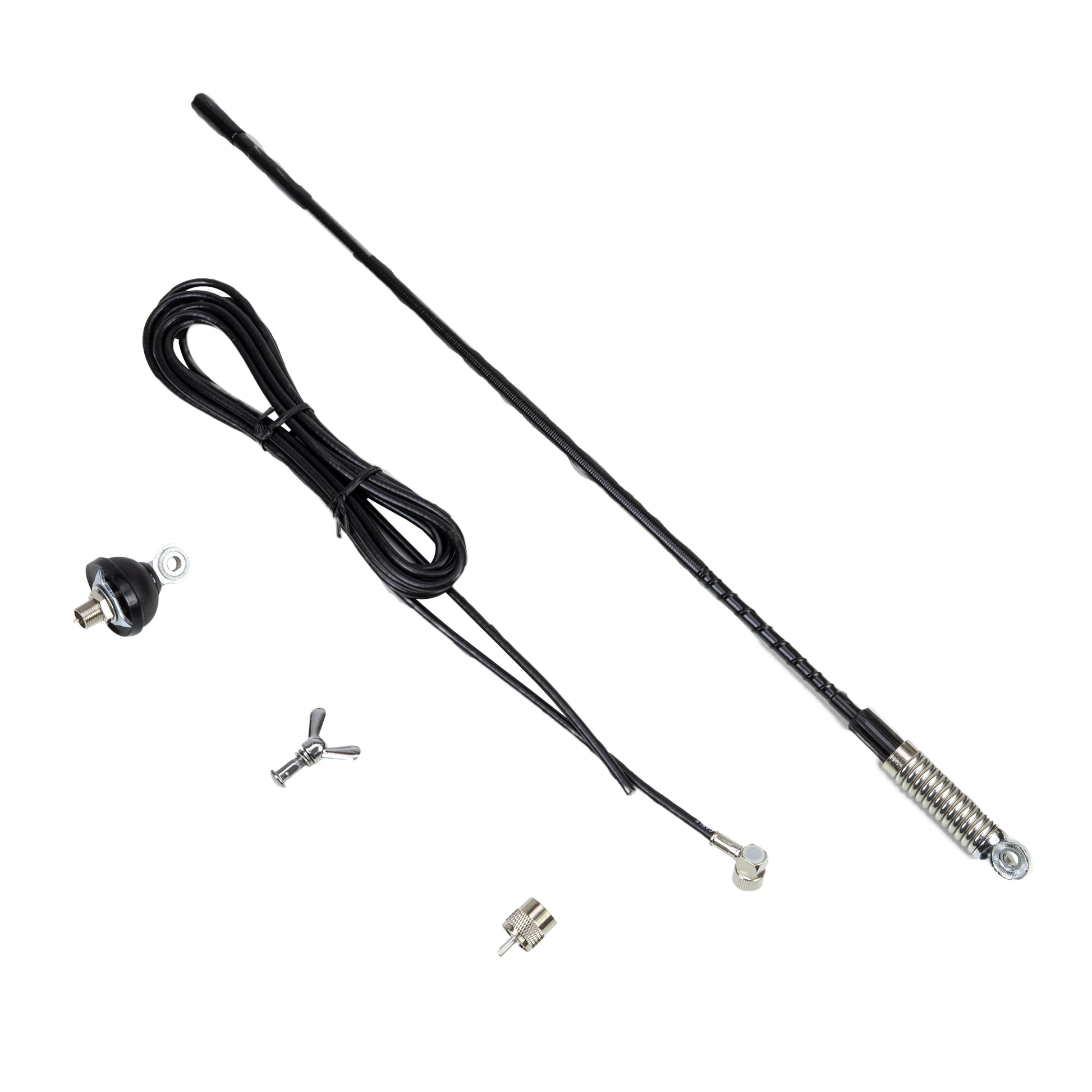 Antena CB PNI S60, 59 cm, cu fluture, cablu RG58 de 4m si reflectometru PNI SWR-300 pentru masurare SWR, negru