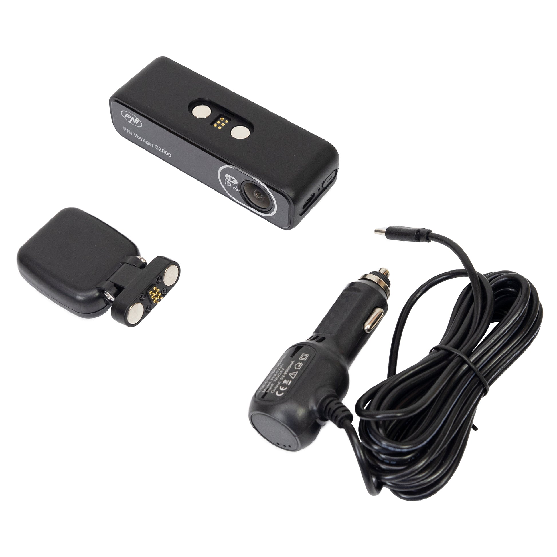 Camera auto DVR PNI Voyager S2600 WiFi, 4K Ultra HD, GPS si card microSD 64GB inclus