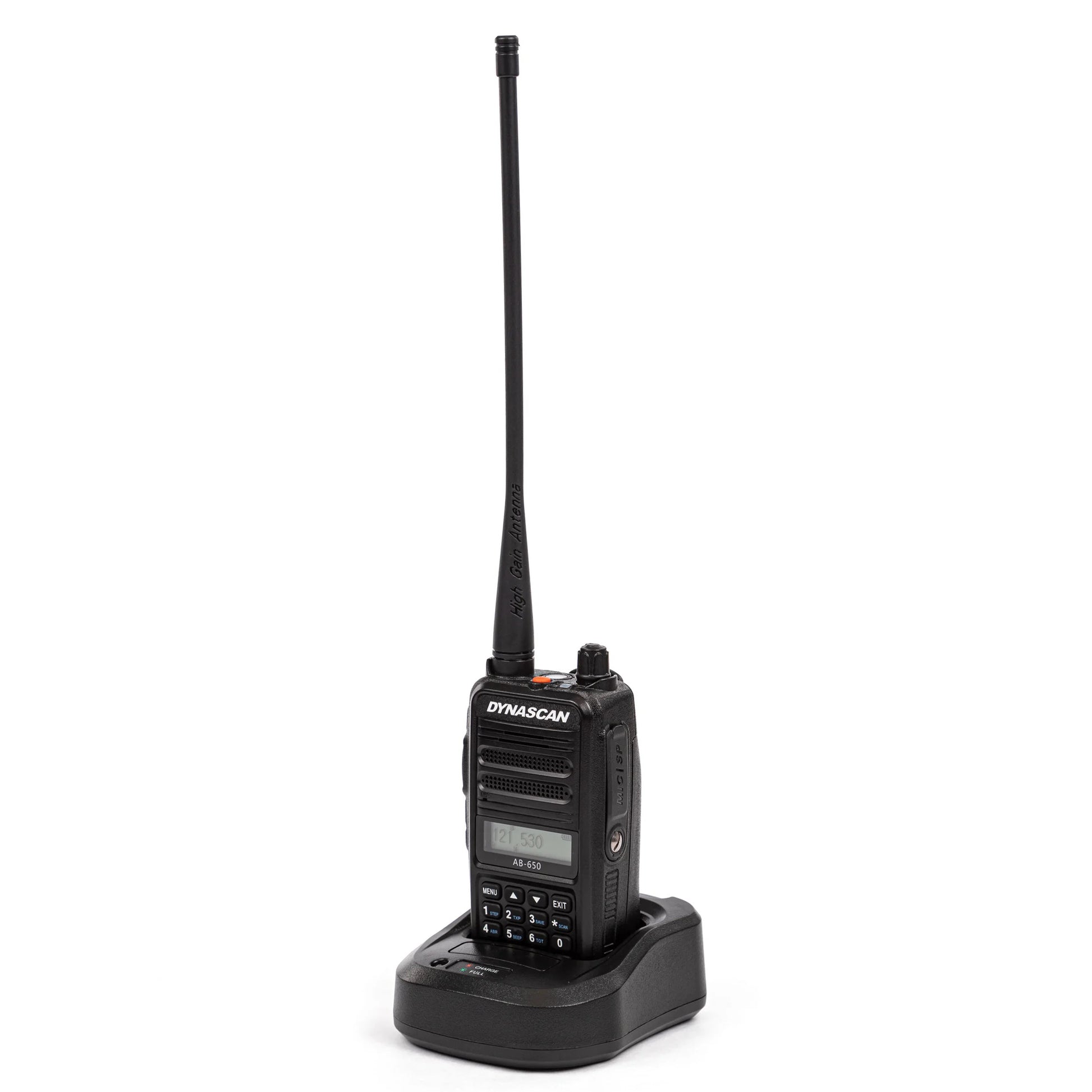 Statie radio portabila VHF Dynascan AB-650 pentru aviatie, 6W, SQ, 118-136.975 MHz, AM, 2600 mAh Li-Ion, Radio FM