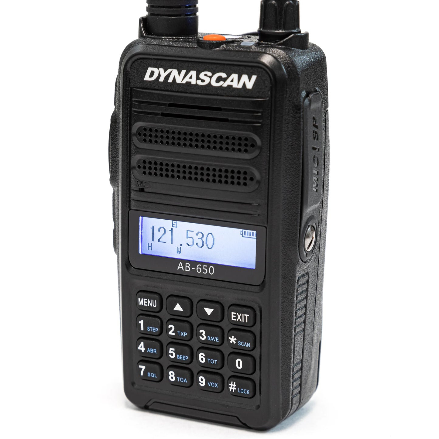Statie radio portabila VHF Dynascan AB-650 pentru aviatie, 6W, SQ, 118-136.975 MHz, AM, 2600 mAh Li-Ion, Radio FM