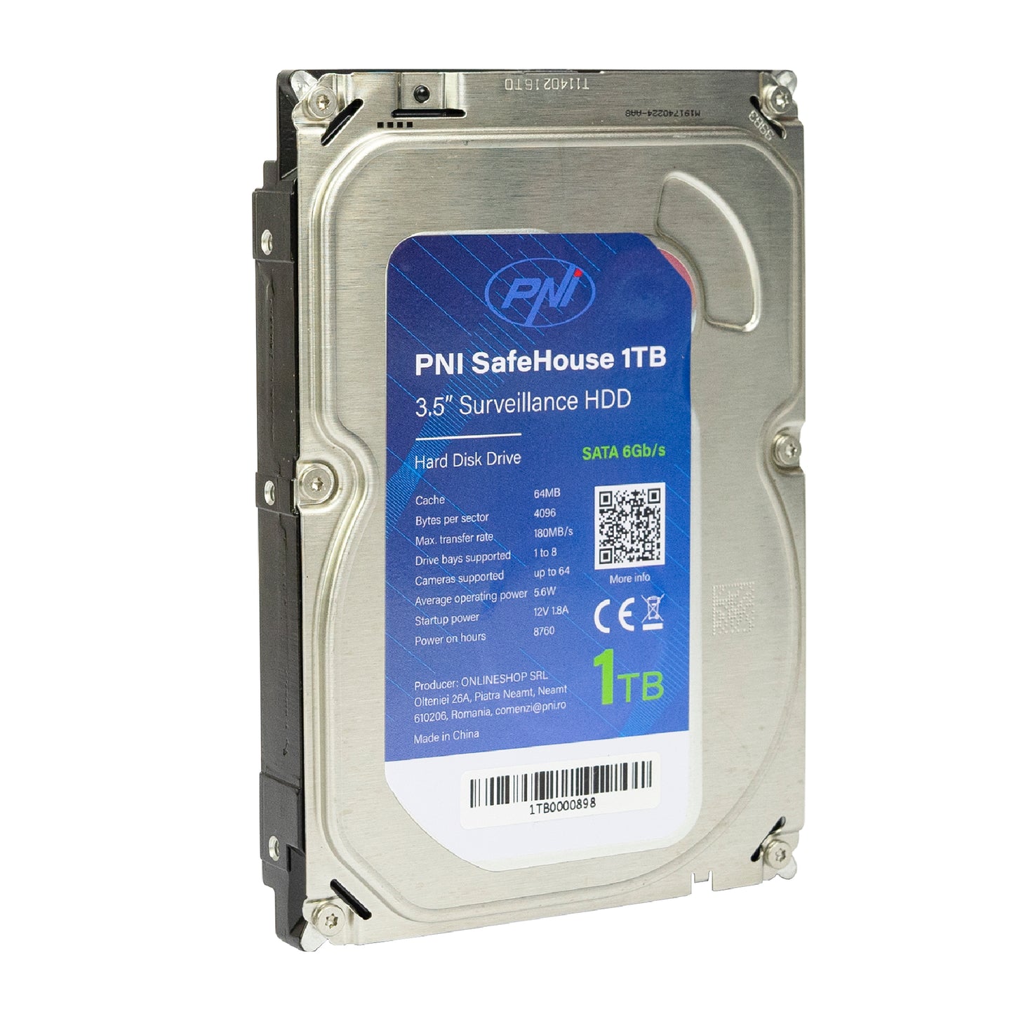Hard Disk intern PNI SafeHouse 1TB 3.5&#34; HDD, CCTV, 64MB, SATA III, 7200 RPM pentru sisteme de supraveghere