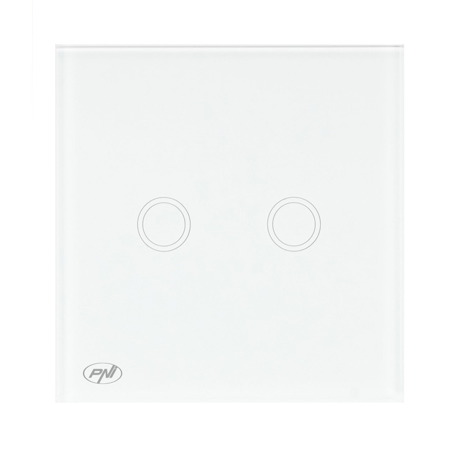 Intrerupator dublu cu touch PNI SH202 din sticla, alb cu LED indicator