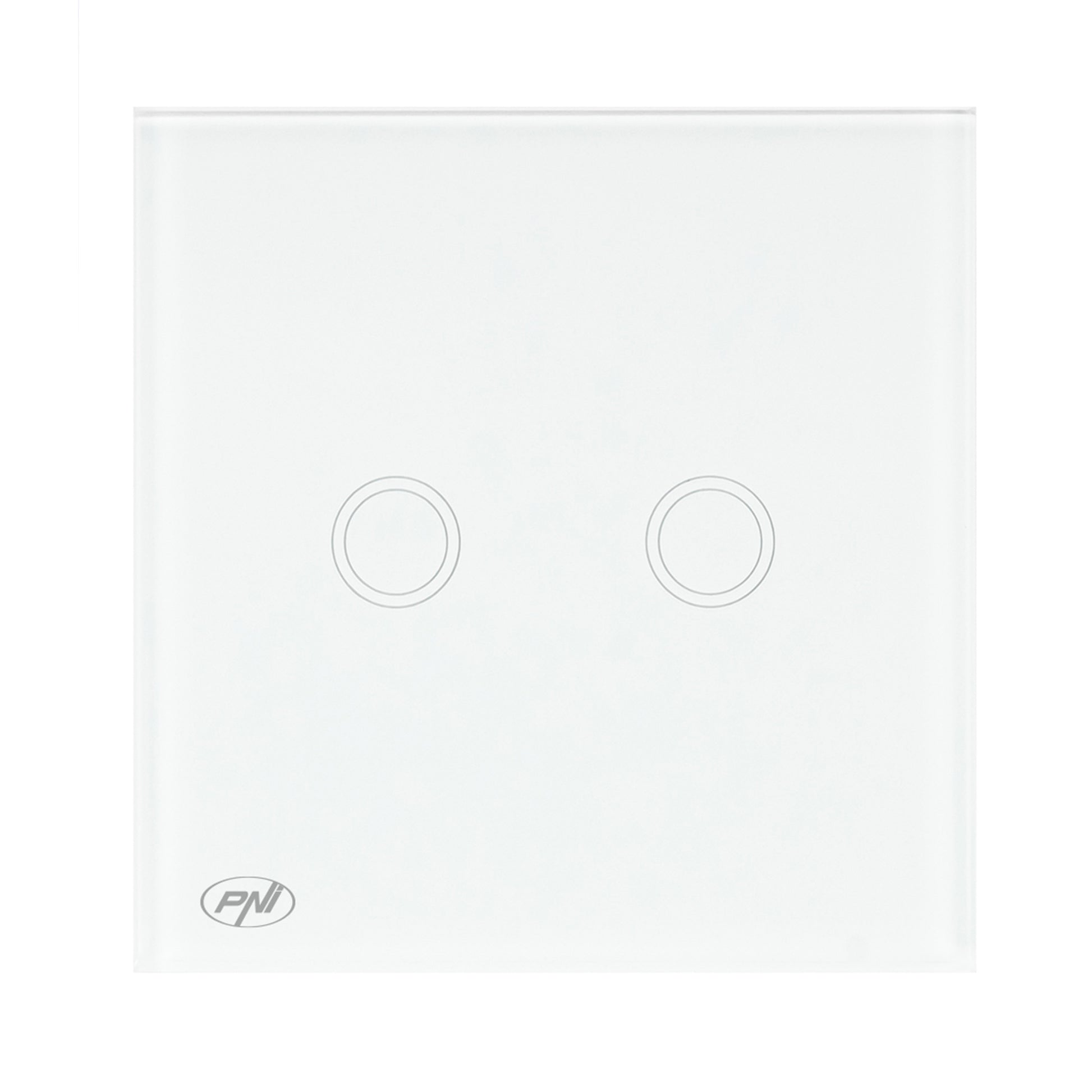 Intrerupator dublu cu touch PNI SH202 din sticla, alb cu LED indicator