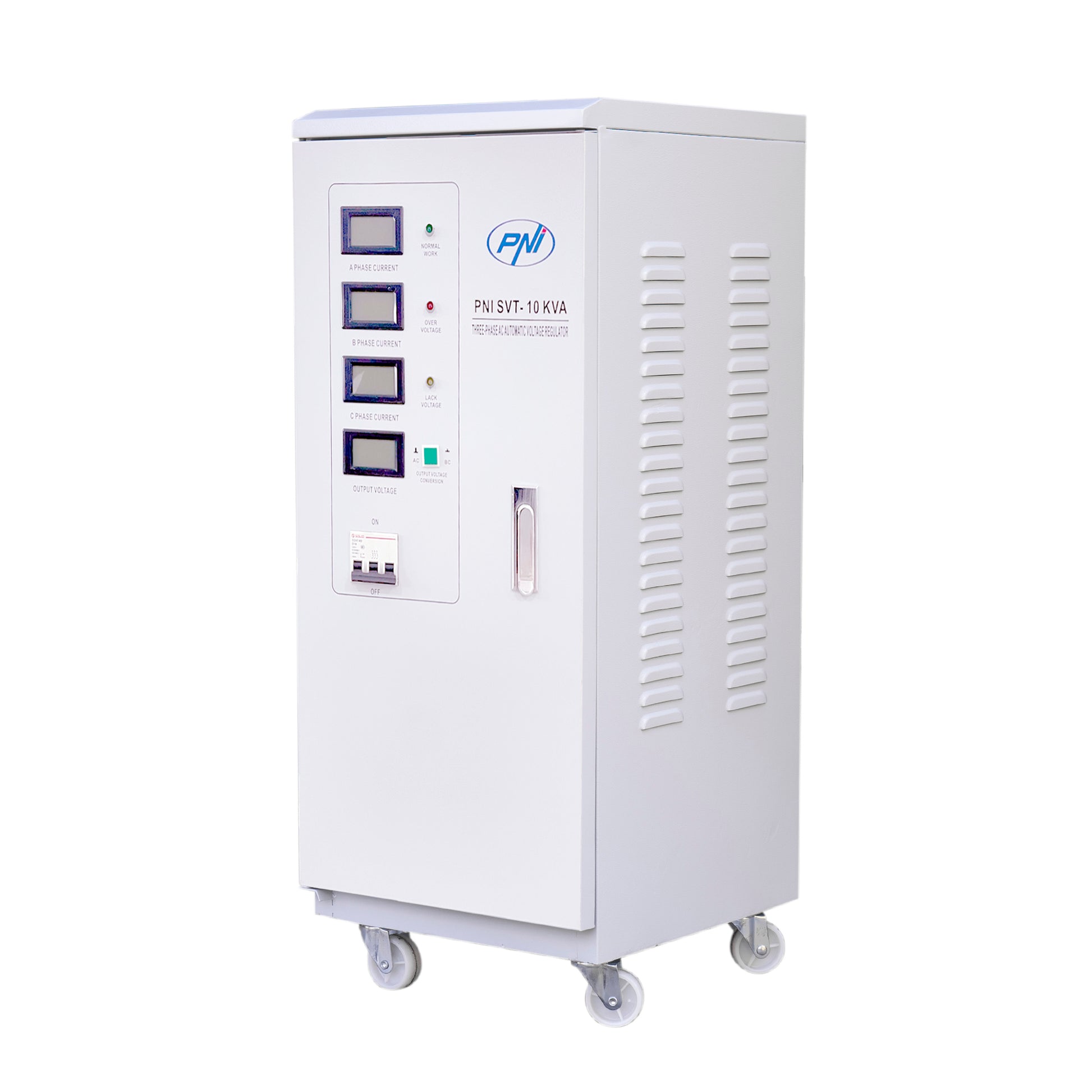 Stabilizator de tensiune trifazat PNI SVT-10K cu servomotor, 10000VA, 8000W, iesire 380V
