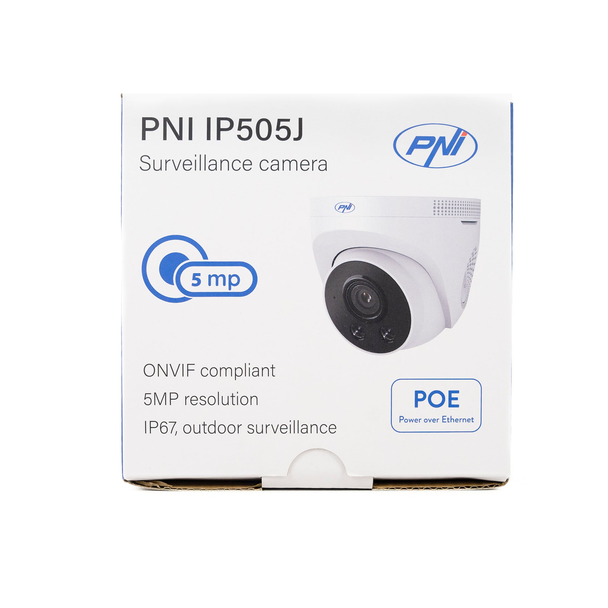 Camera supraveghere video PNI IP505J POE, 5MP, dome, 2.8mm, pentru exterior, alb