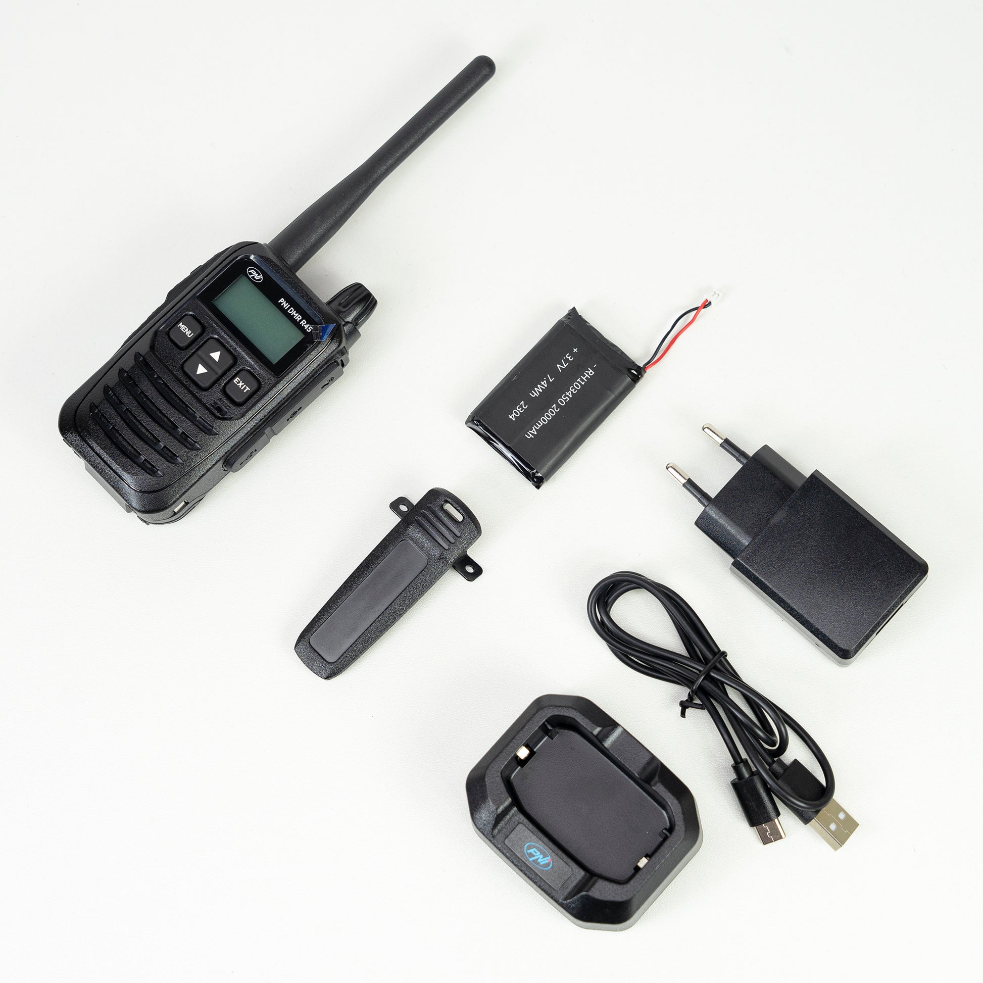 Statie radio portabila PNI DMR R45, digital si analogic, 446MHz, 16 canale digitale si 99 canale analogice, functie inregistrare voce, baterie Li-Ion 2000mAh