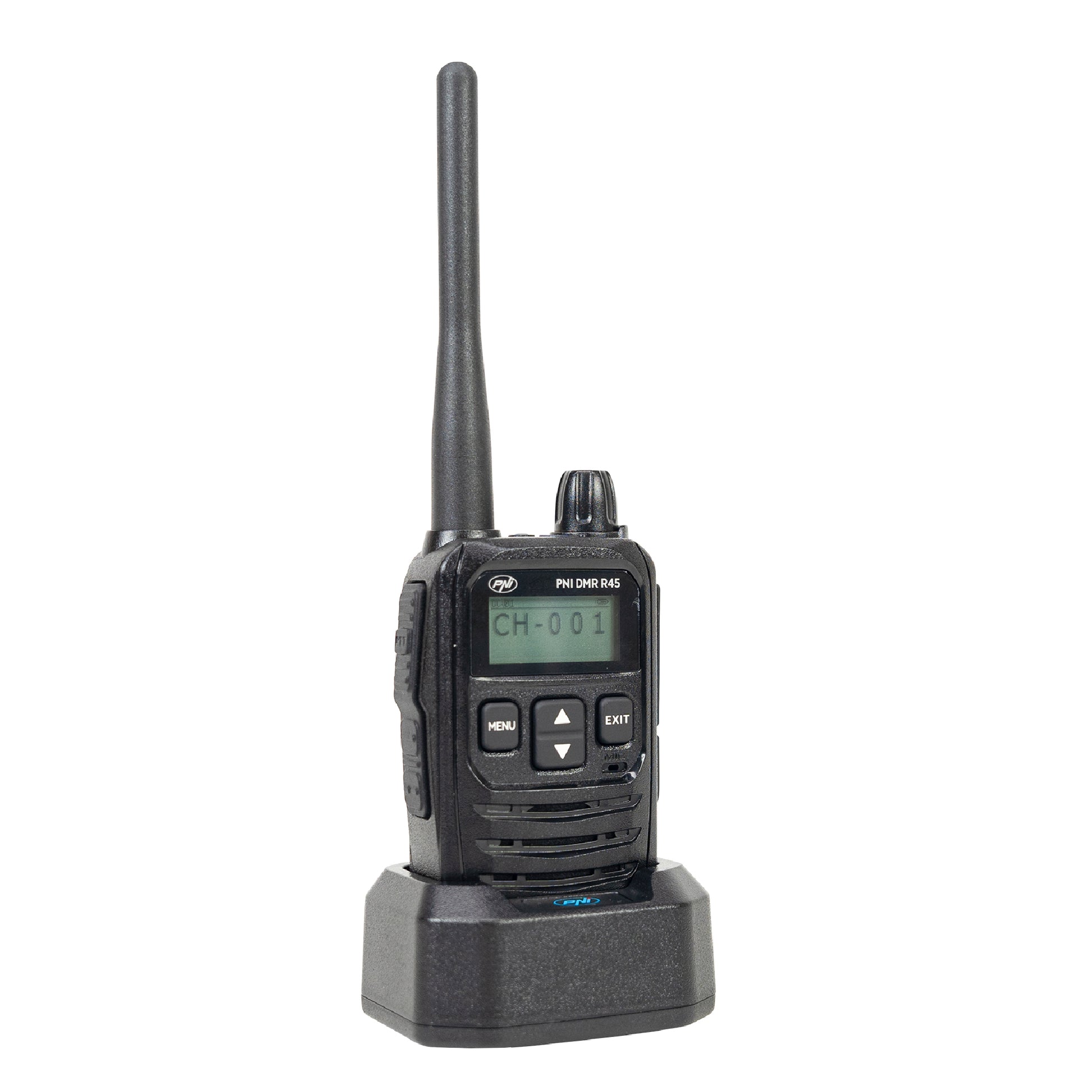 Statie radio portabila PNI DMR R45, digital si analogic, 446MHz, 16 canale digitale si 99 canale analogice, functie inregistrare voce, baterie Li-Ion 2000mAh