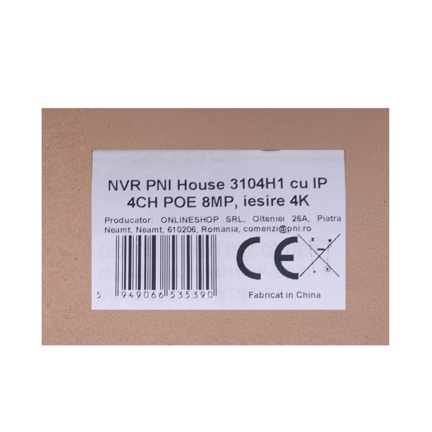NVR PNI House 3104H1 cu IP 4CH POE 8MP, iesire 4K, functii AI, ONVIF, 1 x SATA 10TB, 1 x LAN Gigabit