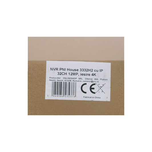 NVR PNI House 3332H2 cu IP 32CH 12MP, iesire 4K, functii AI, ONVIF, 2 x SATA 10TB, 2 x LAN Gigabit