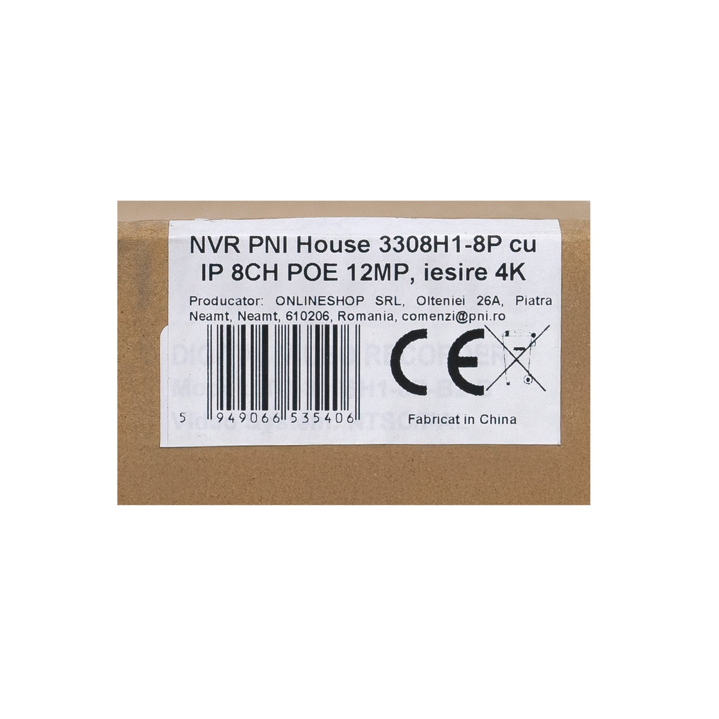 NVR PNI House 3308H1-8P cu IP 8CH POE 16MP, iesire 4K, functii AI, ONVIF, 1 x SATA 10TB, 1 x LAN Gigabit