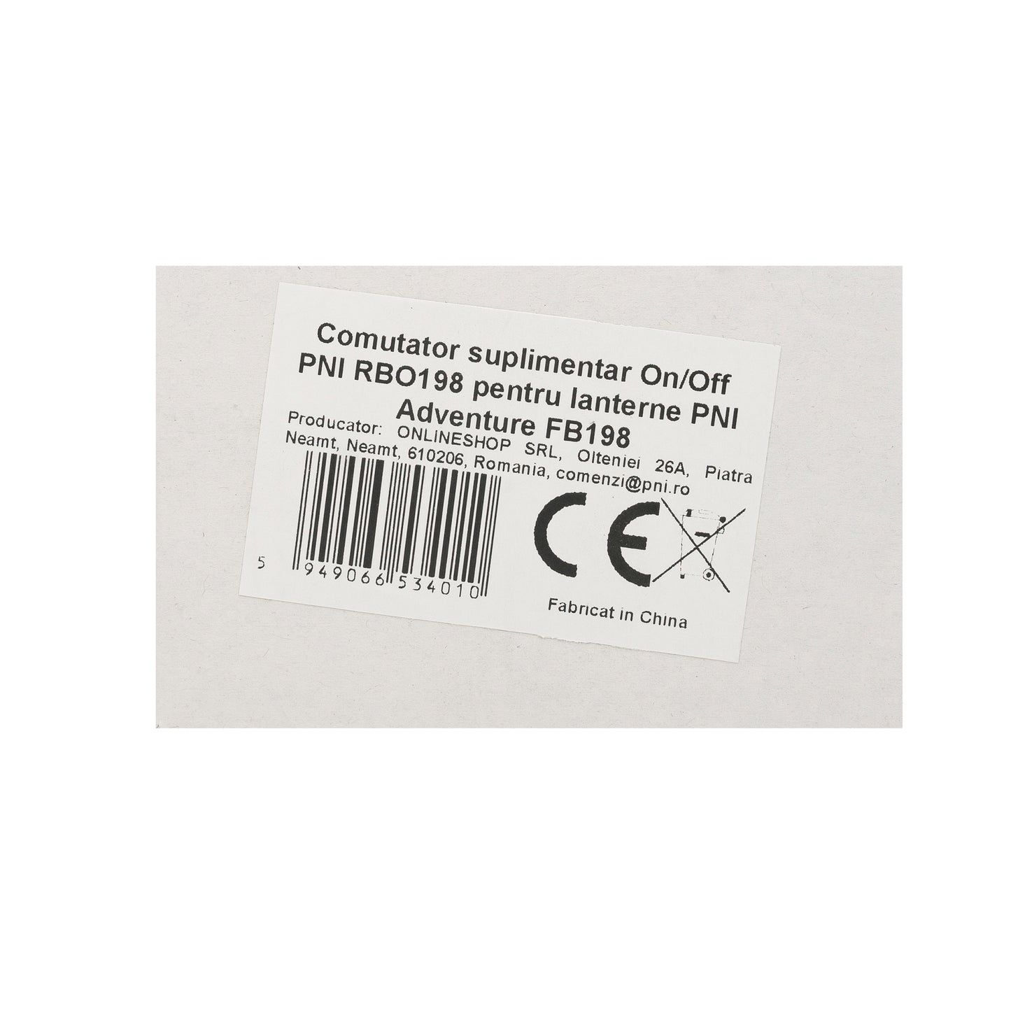 Comutator suplimentar On/Off PNI RBO198 pentru lanterne PNI Adventure IRBR198, PNI Adventure IRBW198, PNI Adventure F300