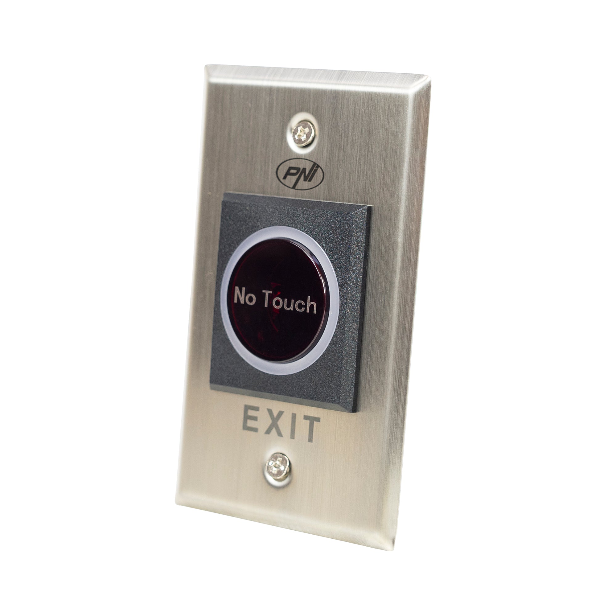 Intrerupator de acces incastrabil PNI PB103, fara atingere, NO/NC/COM, 12V/24V DC, LED stare, metalic, 5 fire