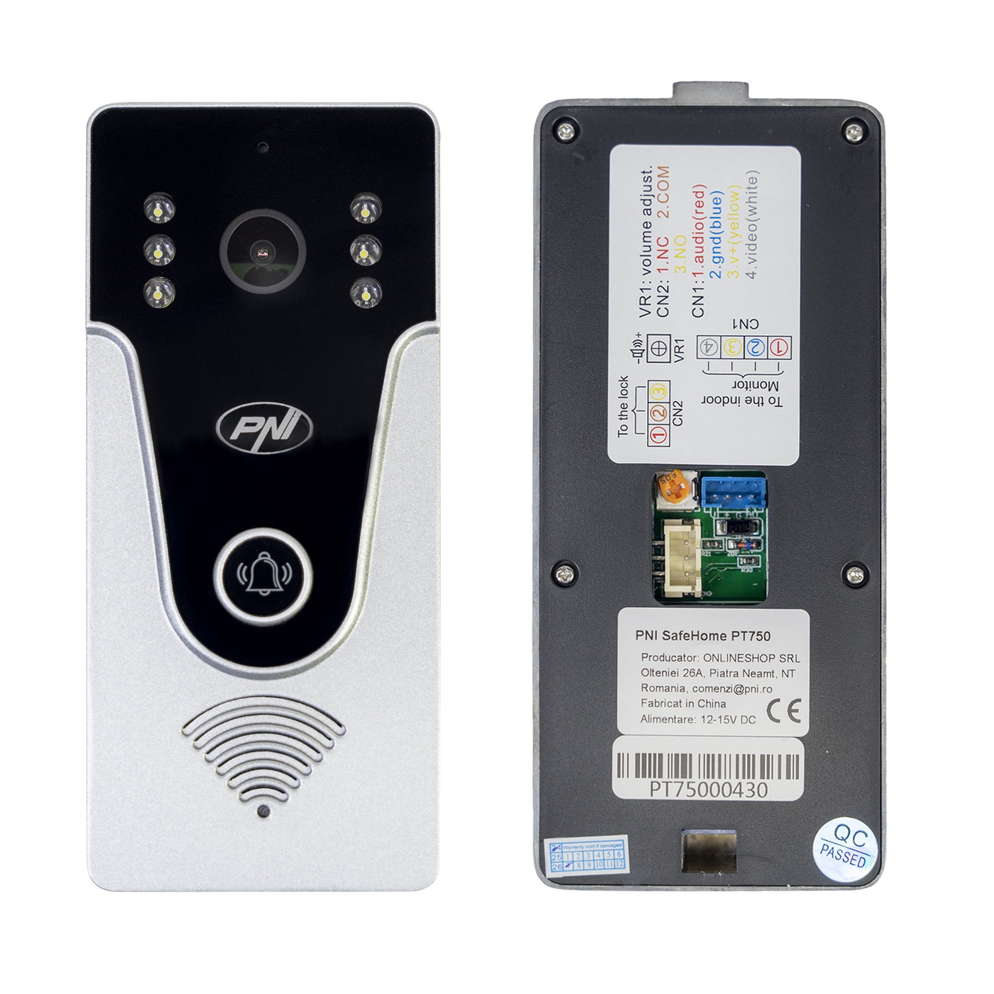 Interfon video inteligent PNI SafeHome PT750 WiFi, rezolutie Full HD 2MP 1080P, P2P, monitor interior, aplicatie dedicata Tuya Smart, integrare in scenarii si automatizari smart cu alte produse compatibile Tuya