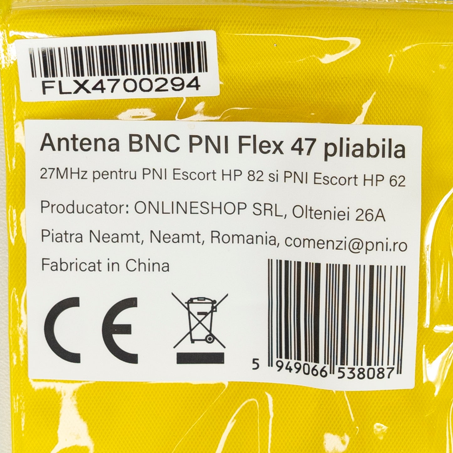 Antena BNC PNI Flex 47 pliabila, 27MHz, 47 cm, pentru PNI Escort HP 82, HP 92, HP 62