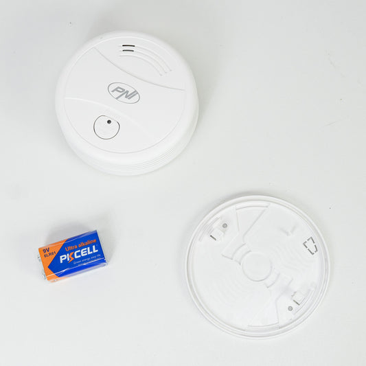 Senzor de fum PNI A024 cu Wi-Fi, control din aplicatia Tuya Smart, alimentare baterie 9V, 85dB, alarma sonora si vizuala, alarma silentioasa
