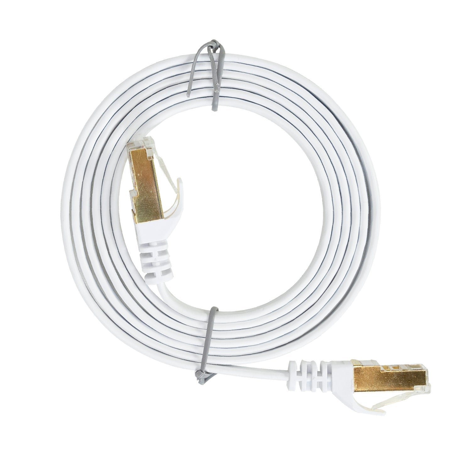 Cablu de retea plat S/STP CAT7 PNI U7015W, Patch, 2 x RJ45, 4 perechi de fire, 32AWG, cupru, 10 Gbps, 600 MHz, 1.5m, alb