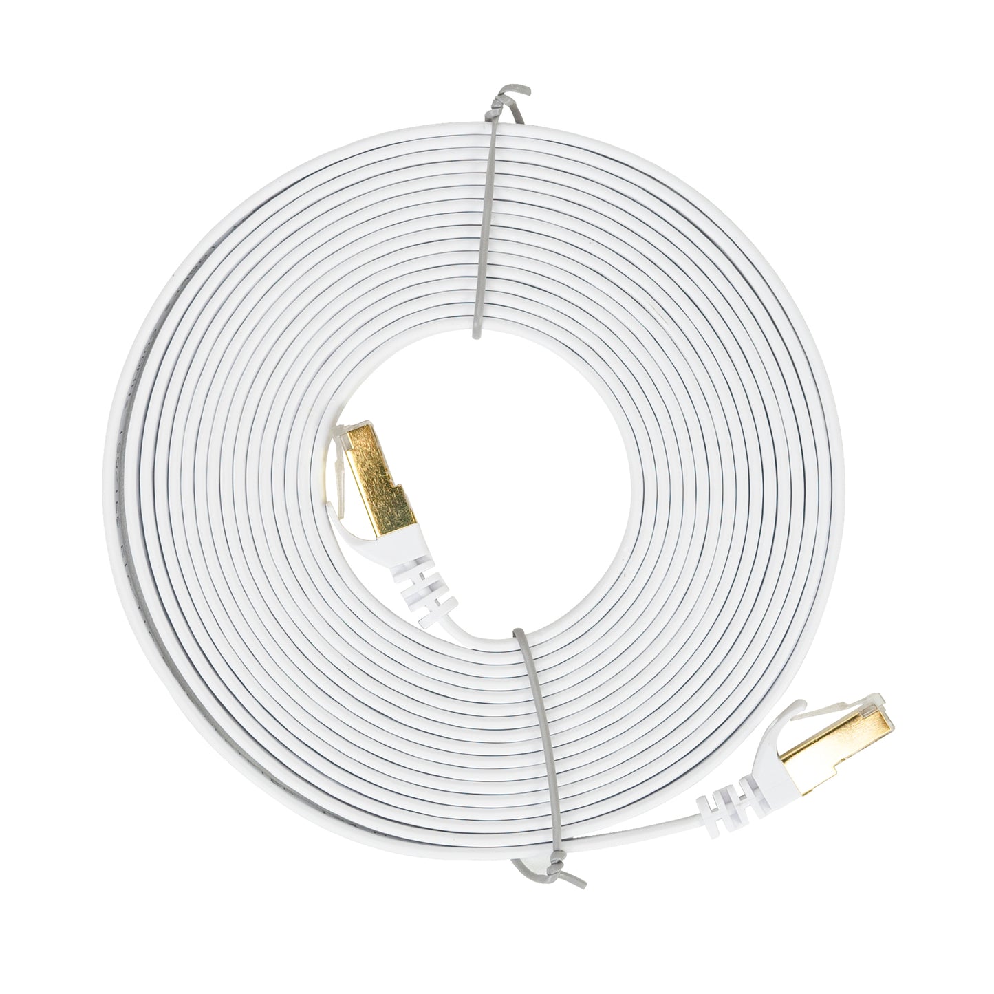 Cablu de retea plat S/STP CAT7 PNI U7050W, 2 x RJ45, 4 perechi de fire, 32AWG, cupru, 10 Gbps, 600 MHz, 5m, alb