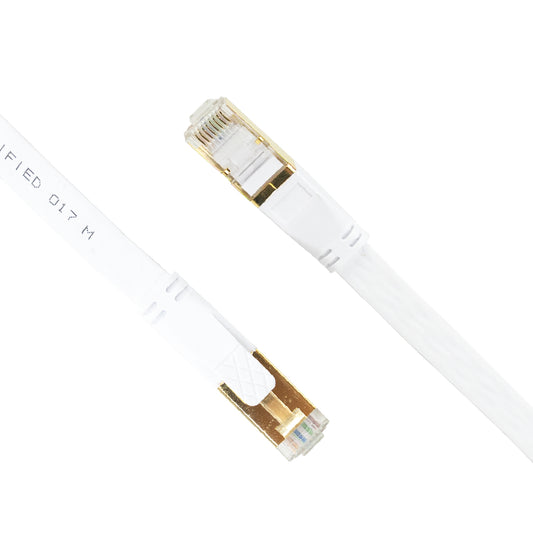 Cablu de retea plat S/STP CAT8 PNI U8015W, Patch, 2 x RJ45, 4 perechi de fire, 28AWG, cupru, 40 Gbps, 2000 MHz, 1.5m, alb