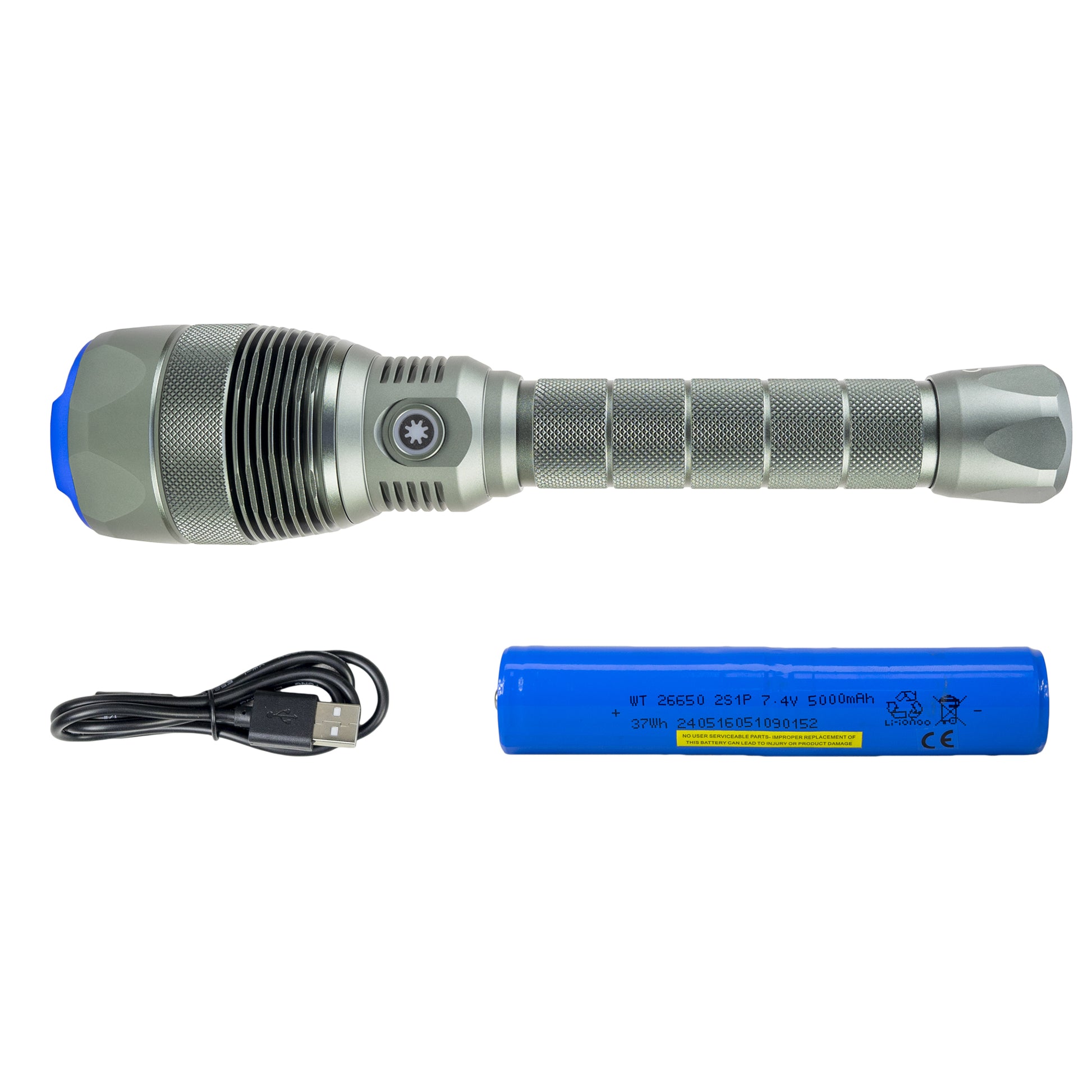 Lanterna PNI Adventure F810 cu LED 138 W, 3 niveluri iluminare plus Turbo, 12000 lumeni, zoom, pana la 250 m, acumulator 5000 mAh, IPX7, functie Power BanK