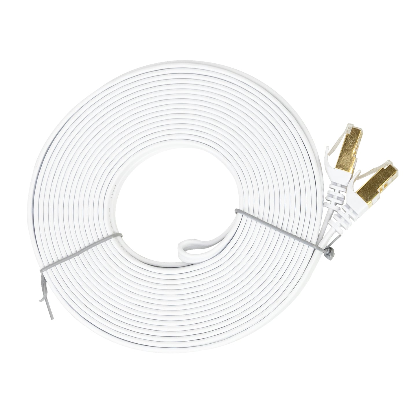 Cablu de retea plat S/STP CAT7 PNI U7100W, 2 x RJ45, 4 perechi de fire, 32AWG, cupru, 10 Gbps, 600 MHz, 10m, alb