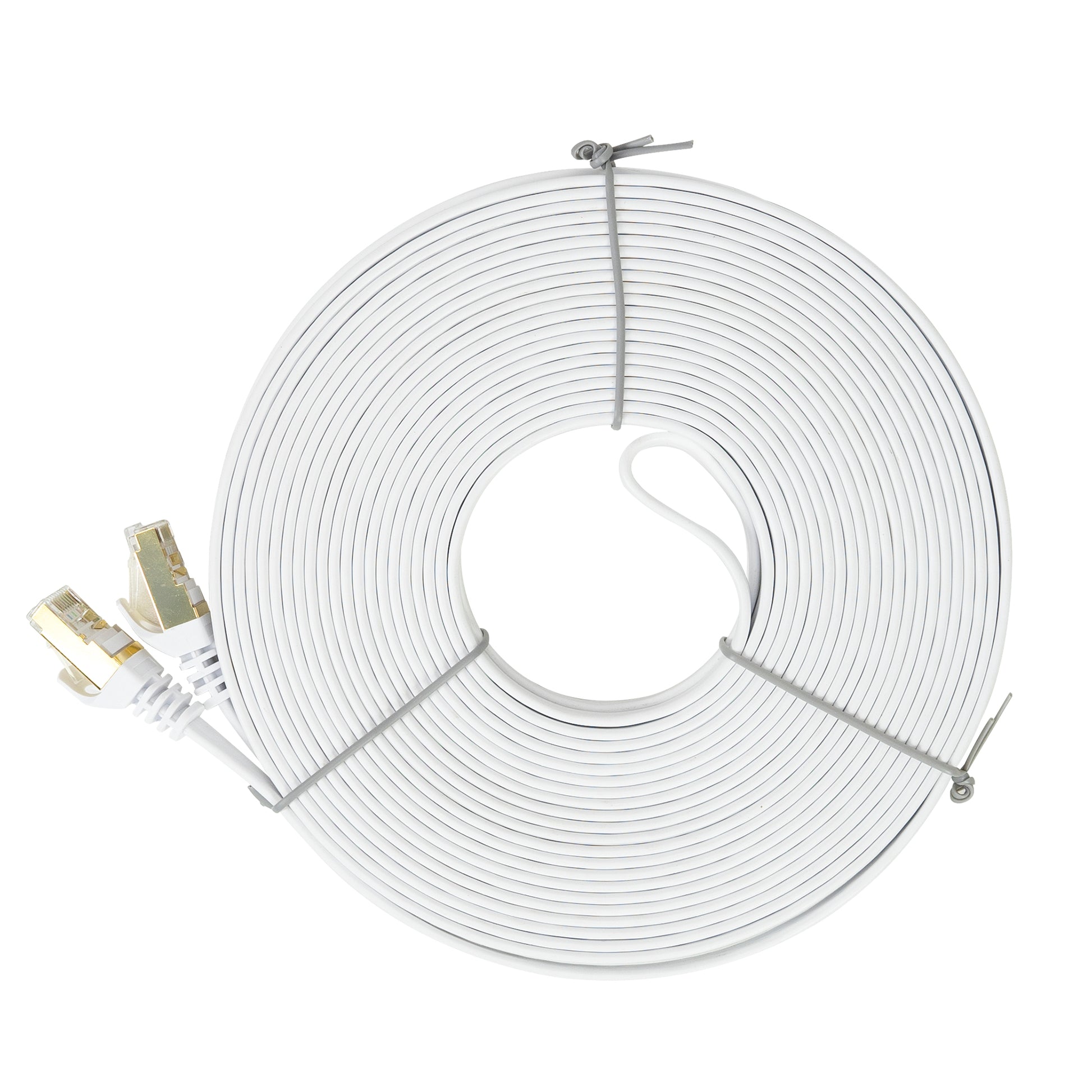 Cablu de retea plat S/STP CAT7 PNI U7150W, 2 x RJ45, 4 perechi de fire, 32AWG, cupru, 10 Gbps, 600 MHz, 15m, alb