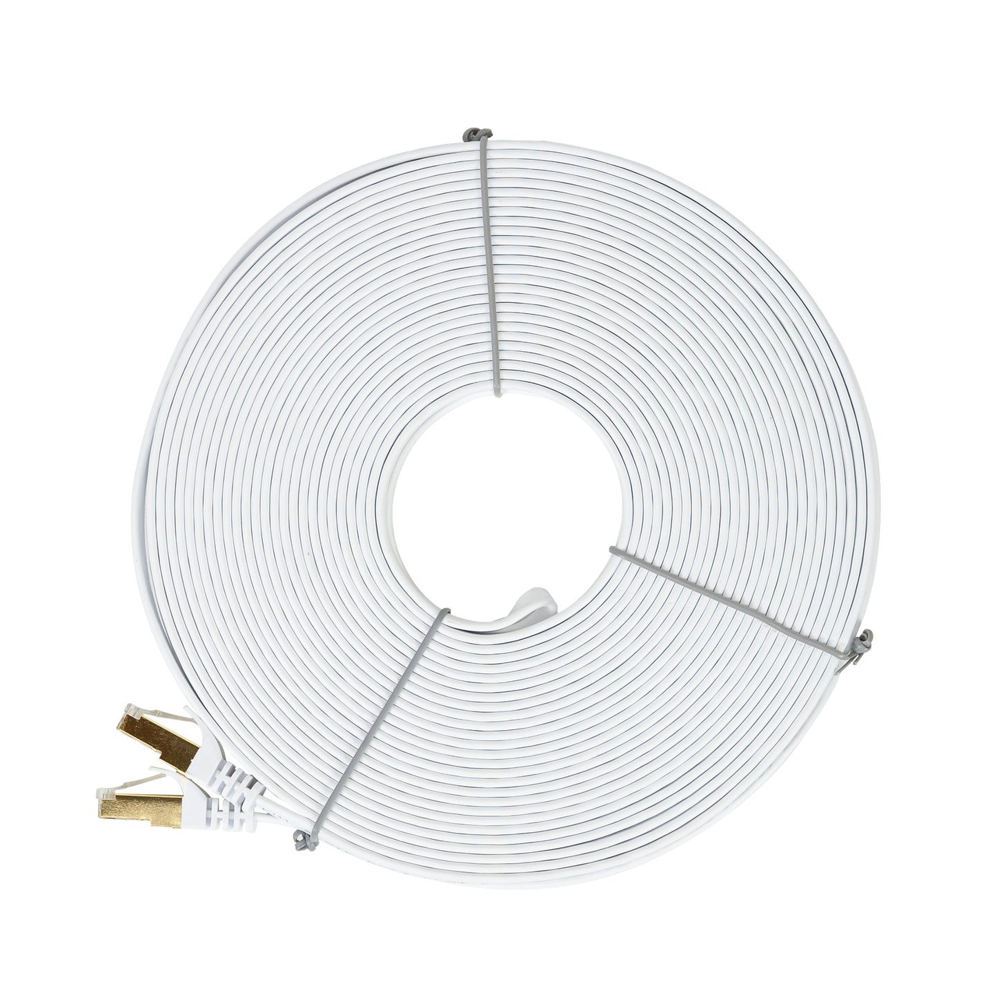 Cablu de retea plat S/STP CAT7 PNI U7200W, 2 x RJ45, 4 perechi de fire, 32AWG, cupru, 10 Gbps, 600 MHz, 20m, alb