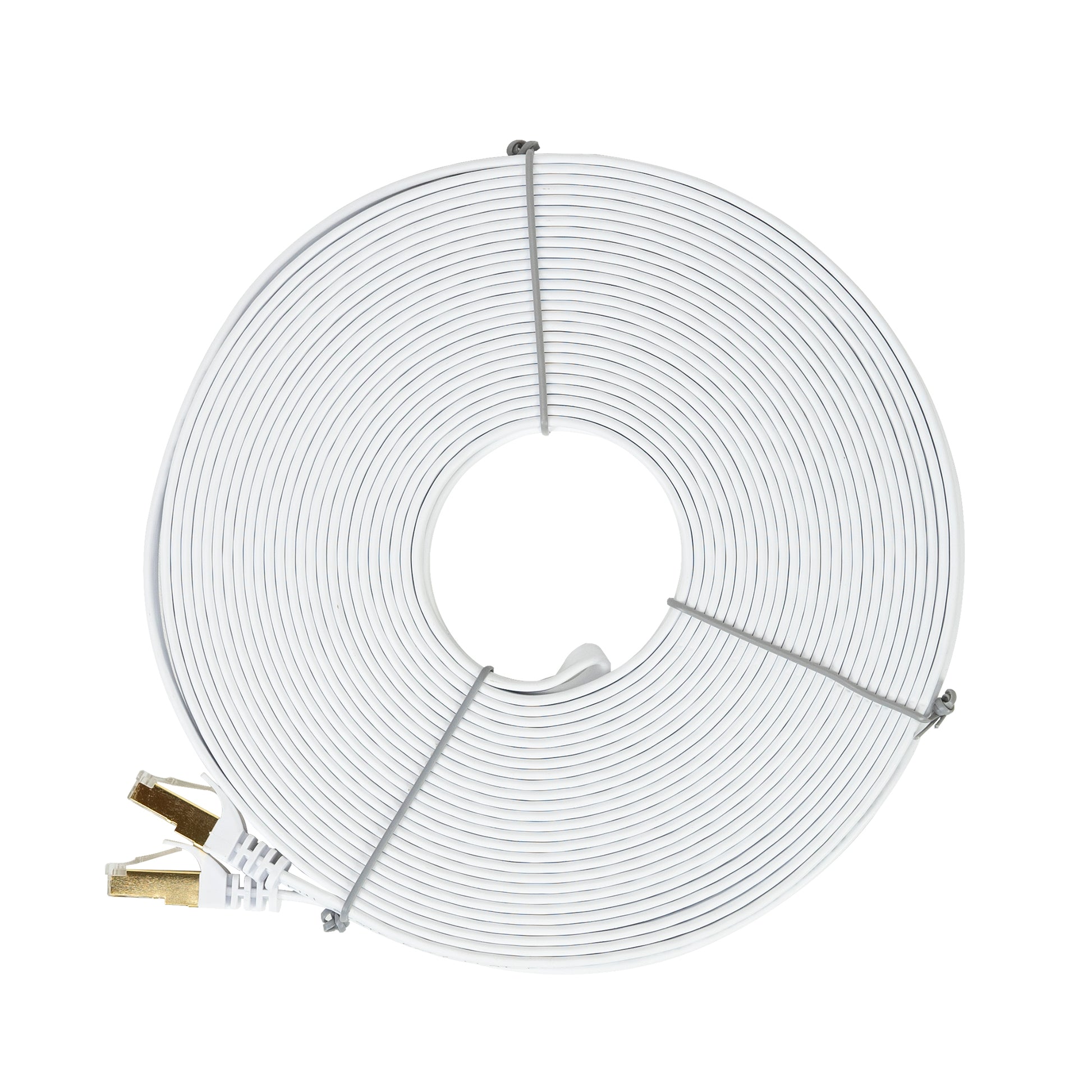 Cablu de retea plat S/STP CAT7 PNI U7200W, 2 x RJ45, 4 perechi de fire, 32AWG, cupru, 10 Gbps, 600 MHz, 20m, alb