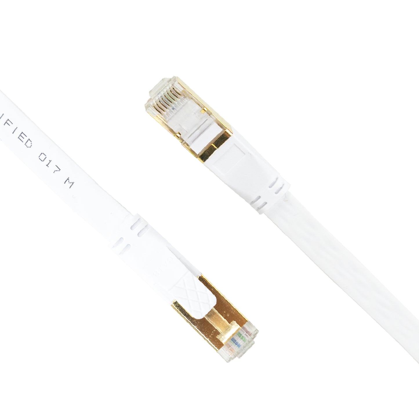 Cablu de retea plat S/STP CAT8 PNI U8100W, 2 x RJ45, 4 perechi de fire, 28AWG, cupru, 40 Gbps, 2000 MHz, 10m, alb