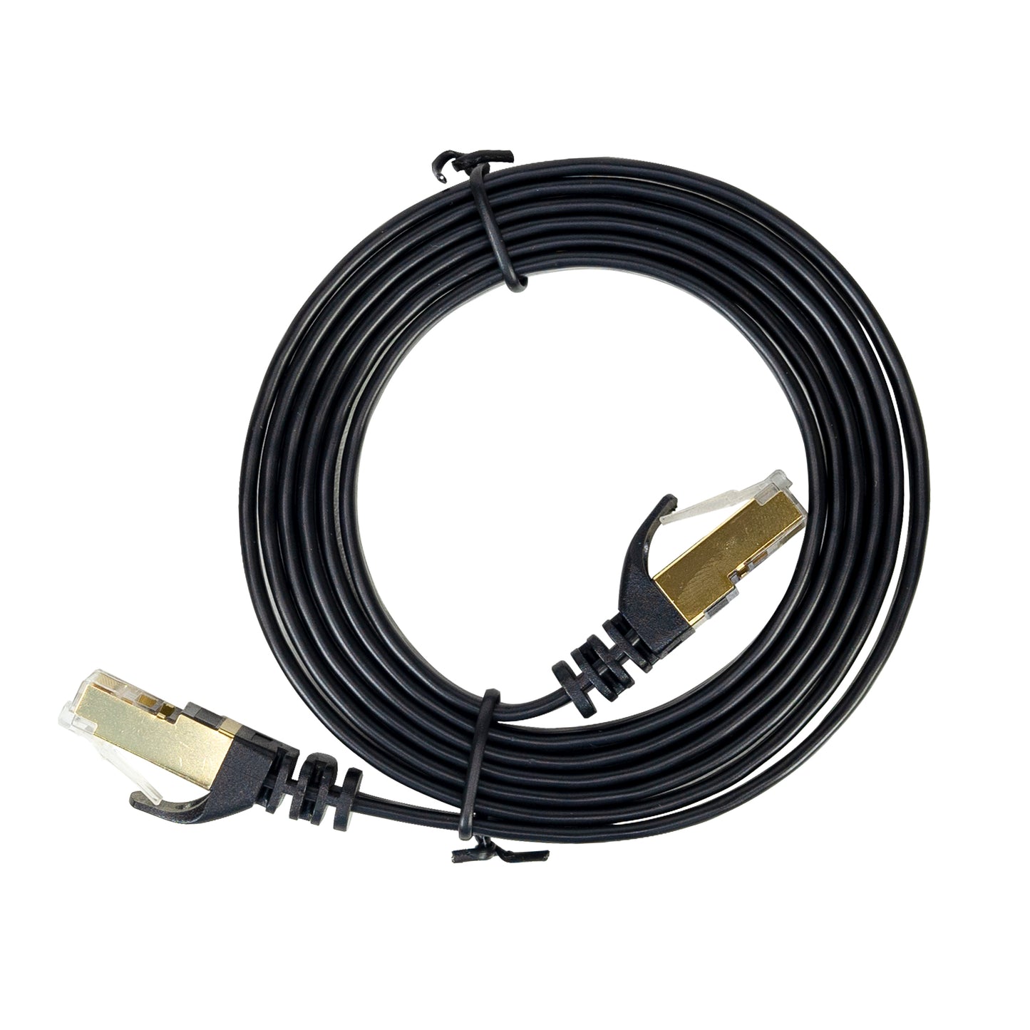 Cablu de retea plat S/STP CAT7 PNI U7015B, Patch, 2 x RJ45, 4 perechi de fire, 32AWG, cupru, 10 Gbps, 600 MHz, 1.5m, negru