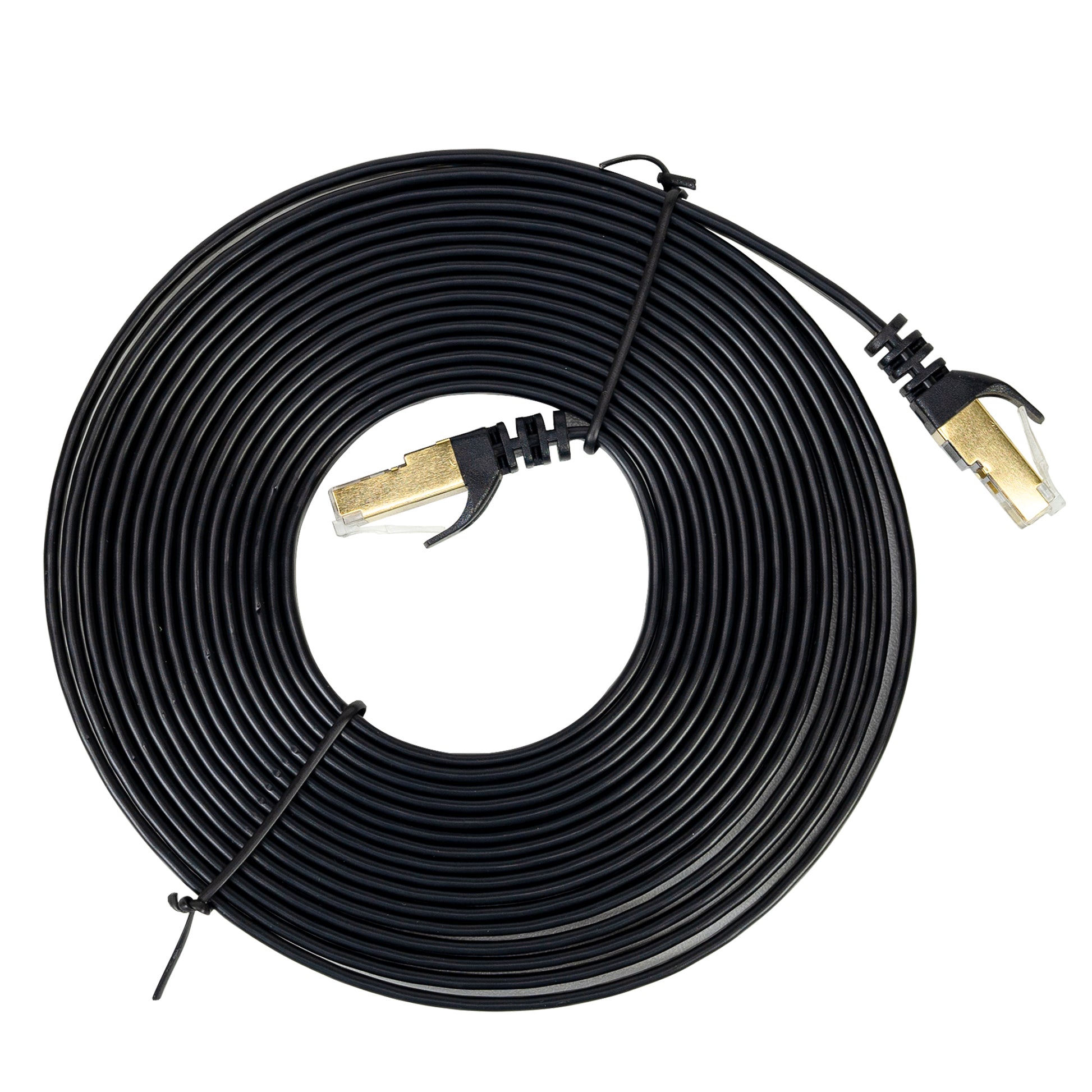 Cablu de retea plat S/STP CAT7 PNI U7050B, 2 x RJ45, 4 perechi de fire, 32AWG, cupru, 10 Gbps, 600 MHz, 5m, negru