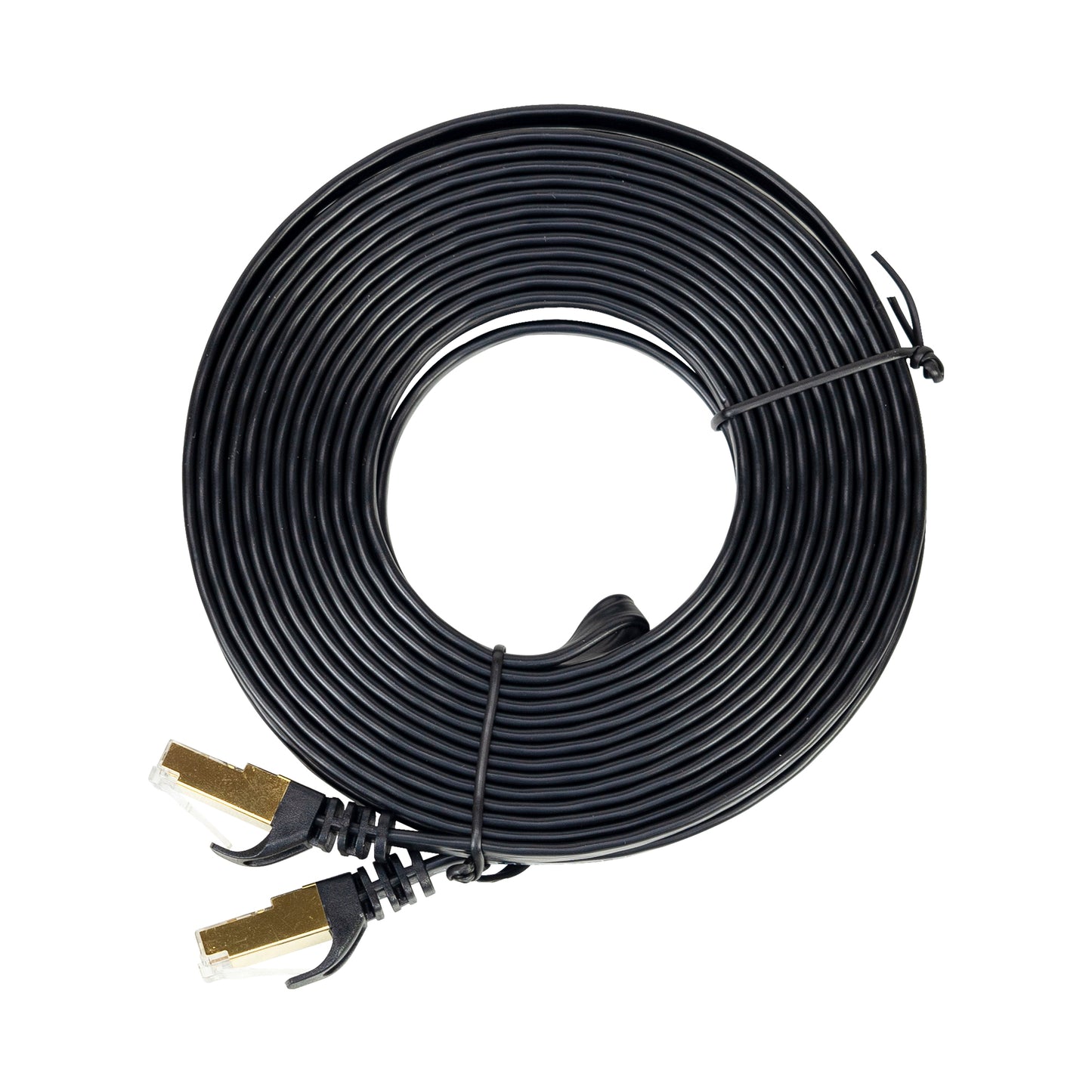 Cablu de retea plat S/STP CAT7 PNI U7075B, 2 x RJ45, 4 perechi de fire, 32AWG, cupru, 10 Gbps, 600 MHz, 7.5m, negru