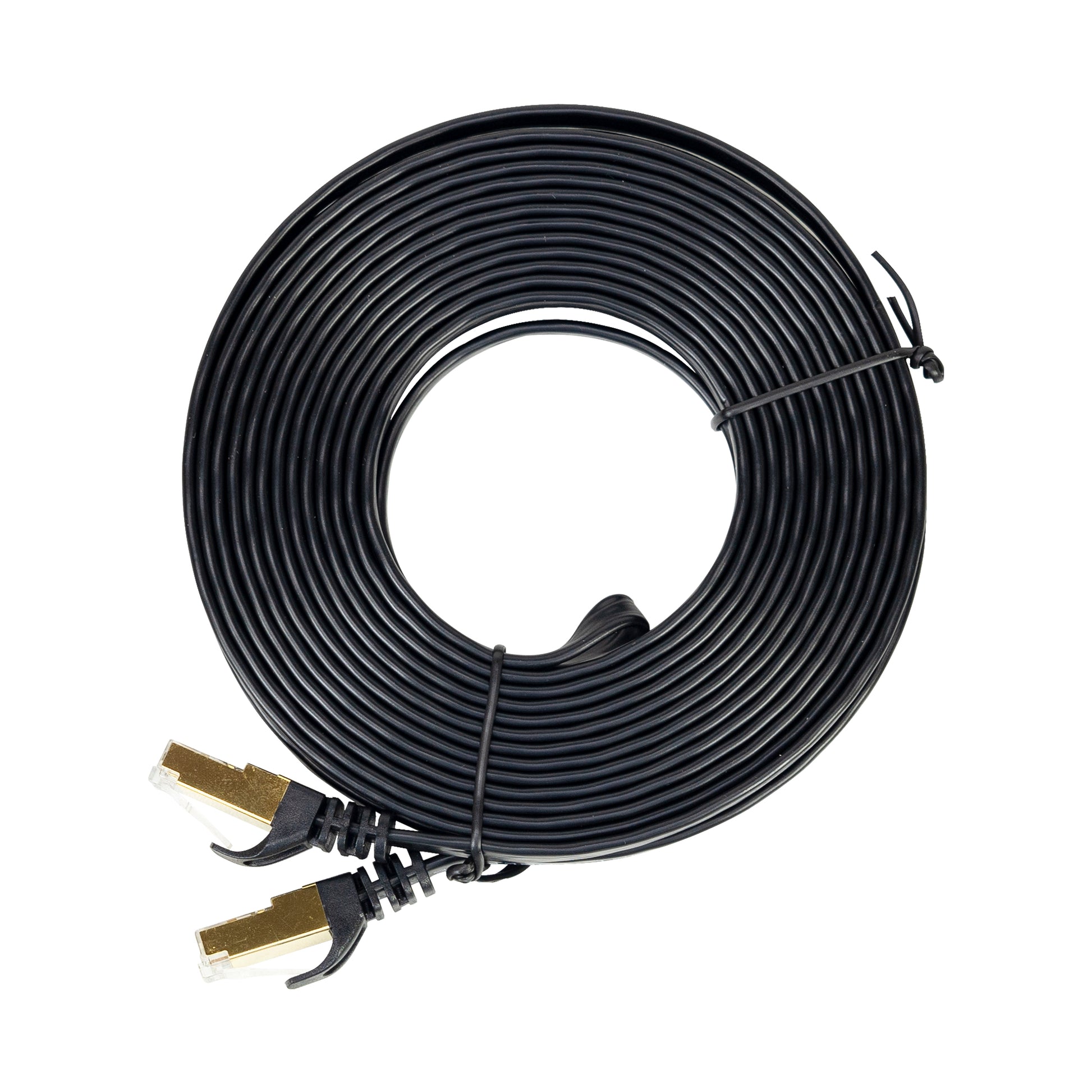 Cablu de retea plat S/STP CAT7 PNI U7075B, 2 x RJ45, 4 perechi de fire, 32AWG, cupru, 10 Gbps, 600 MHz, 7.5m, negru