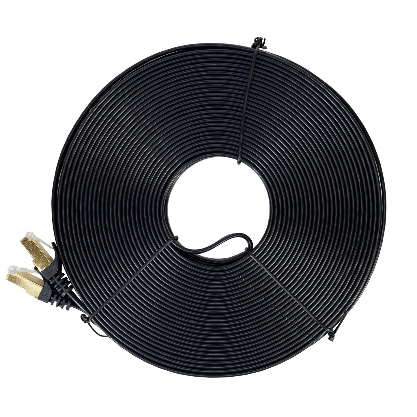 Cablu de retea plat S/STP CAT7 PNI U7200B, 2 x RJ45, 4 perechi de fire, 32AWG, cupru, 10 Gbps, 600 MHz, 20m, negru