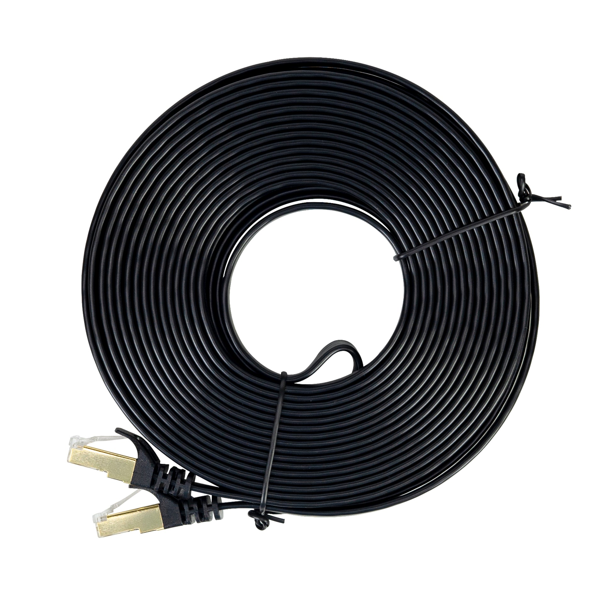 Cablu de retea plat S/STP CAT7 PNI U7100B, 2 x RJ45, 4 perechi de fire, 32AWG, cupru, 10 Gbps, 600 MHz, 10m, negru