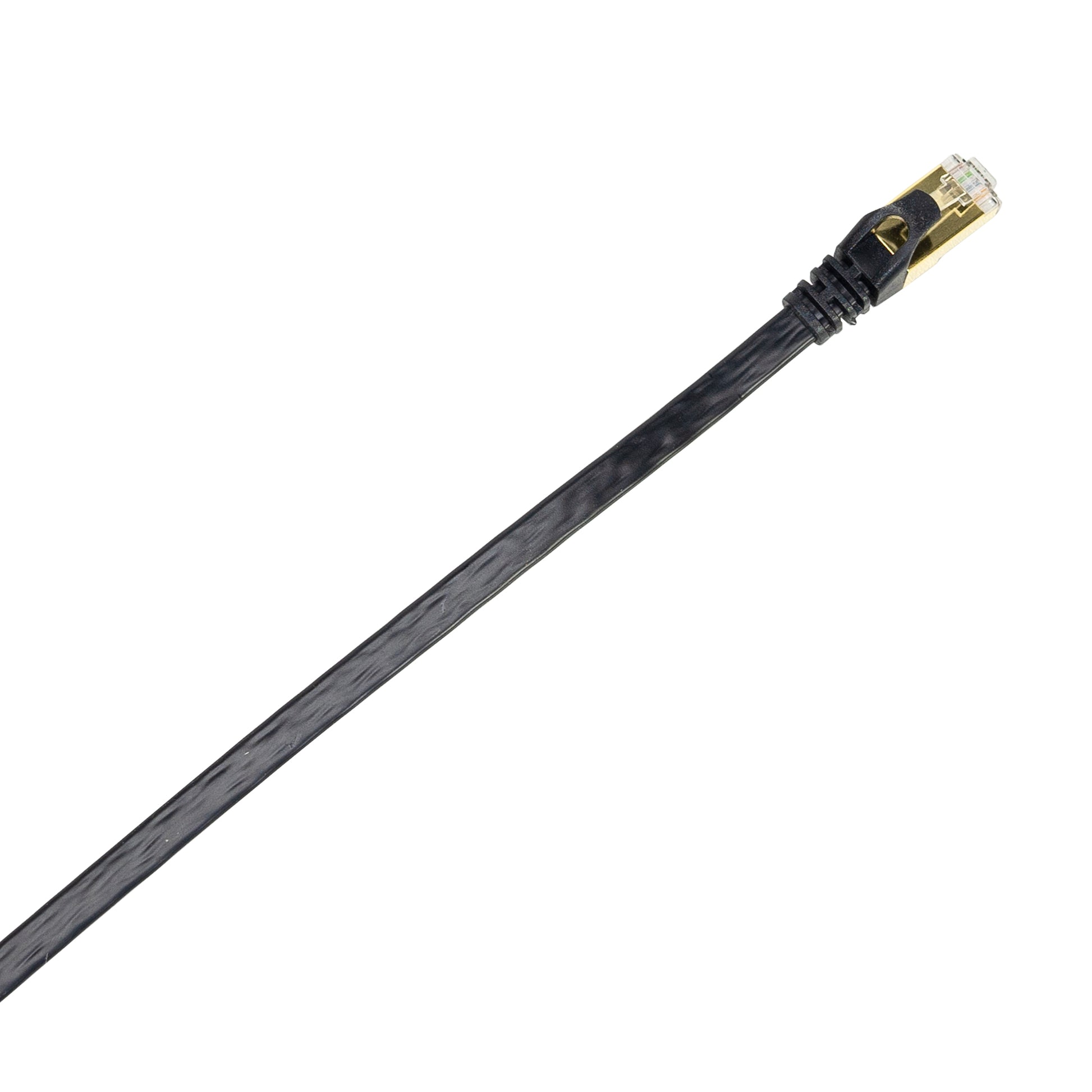 Cablu de retea plat S/STP CAT7 PNI U7100B, 2 x RJ45, 4 perechi de fire, 32AWG, cupru, 10 Gbps, 600 MHz, 10m, negru