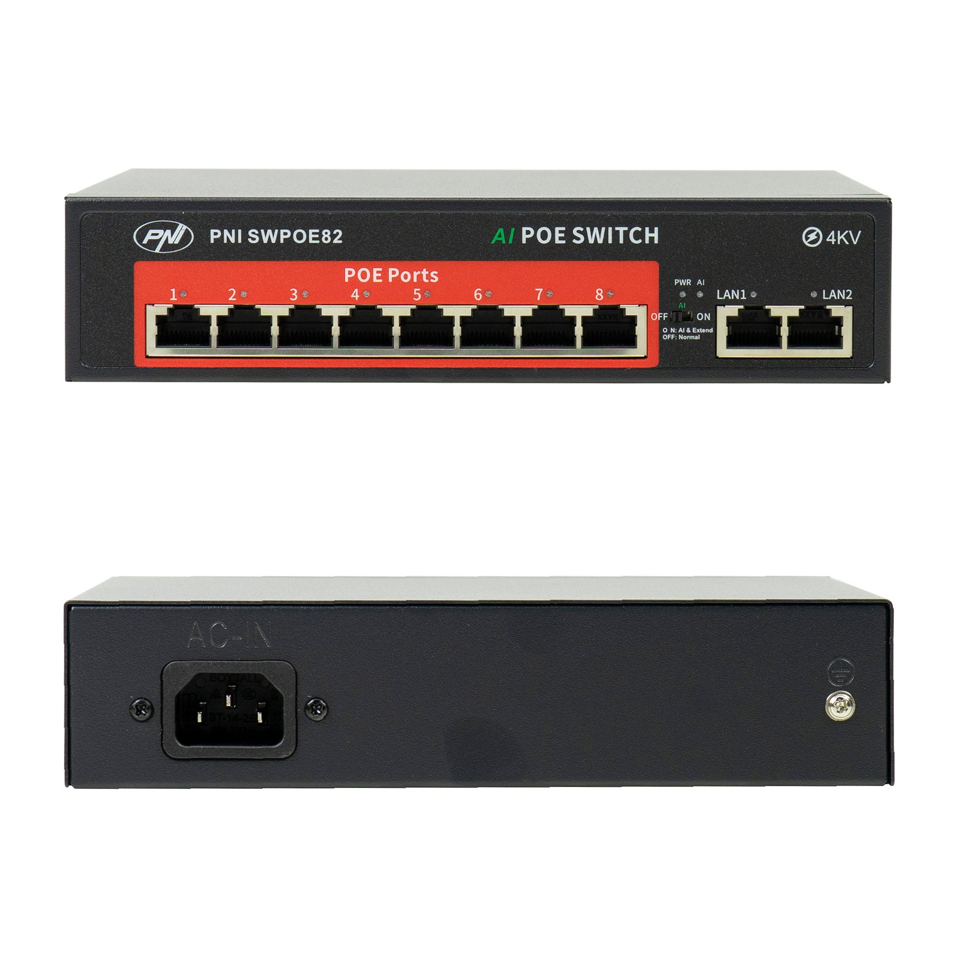 Pachet supraveghere video NVR POE PNI House IP716J, 16 camere PNI IP505J, 5MP, switch POE si cabluri UTP CAT6 incluse