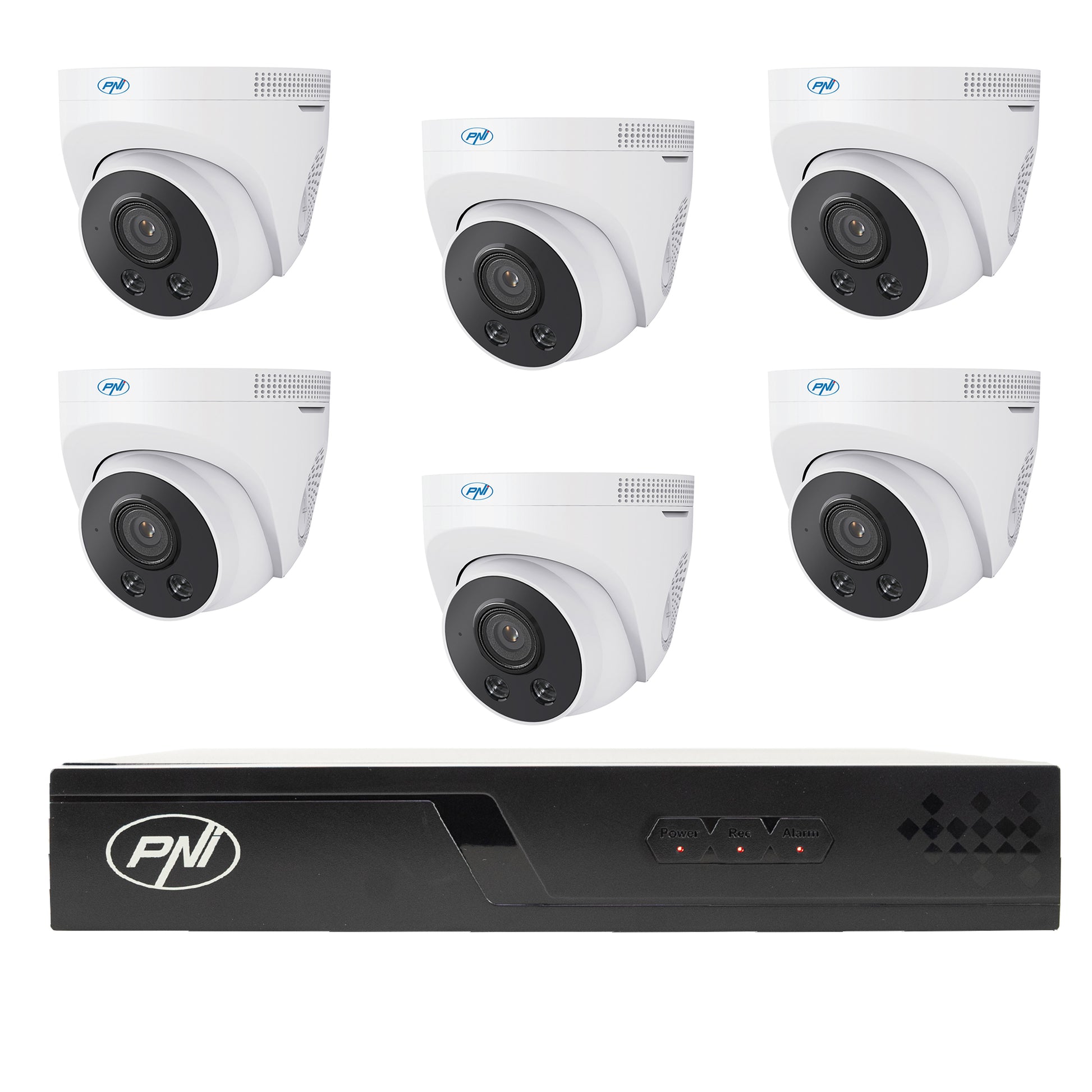 Pachet supraveghere video NVR POE PNI House IP716J, 6 camere PNI IP505J, 5MP si 6 cabluri UTP CAT6 20 metri incluse