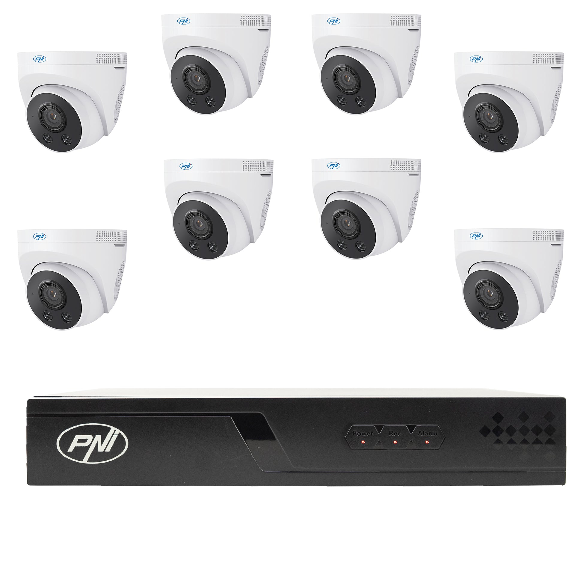 Pachet supraveghere video NVR POE PNI House IP716J, 8 camere PNI IP505J, 5MP si cabluri UTP CAT6 20 metri incluse