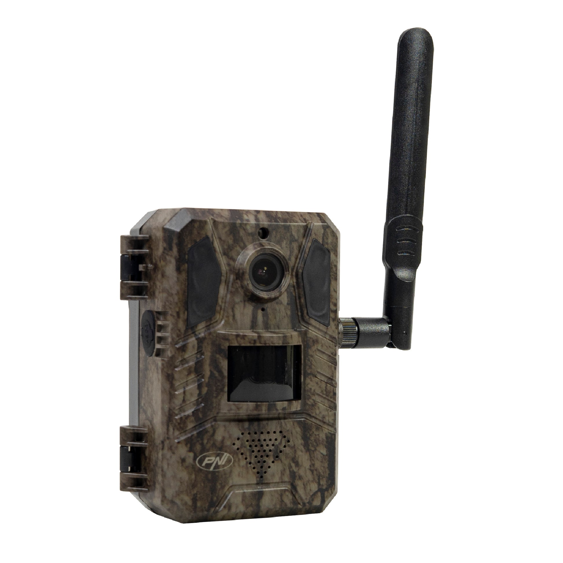 Camera de supraveghere video camuflaj PNI Hunting 751 PRO, 16MP, 4G LTE, GPS, Night Vision, Acumulator, Panou solar, LED-uri invizibile pentru animale, IP66