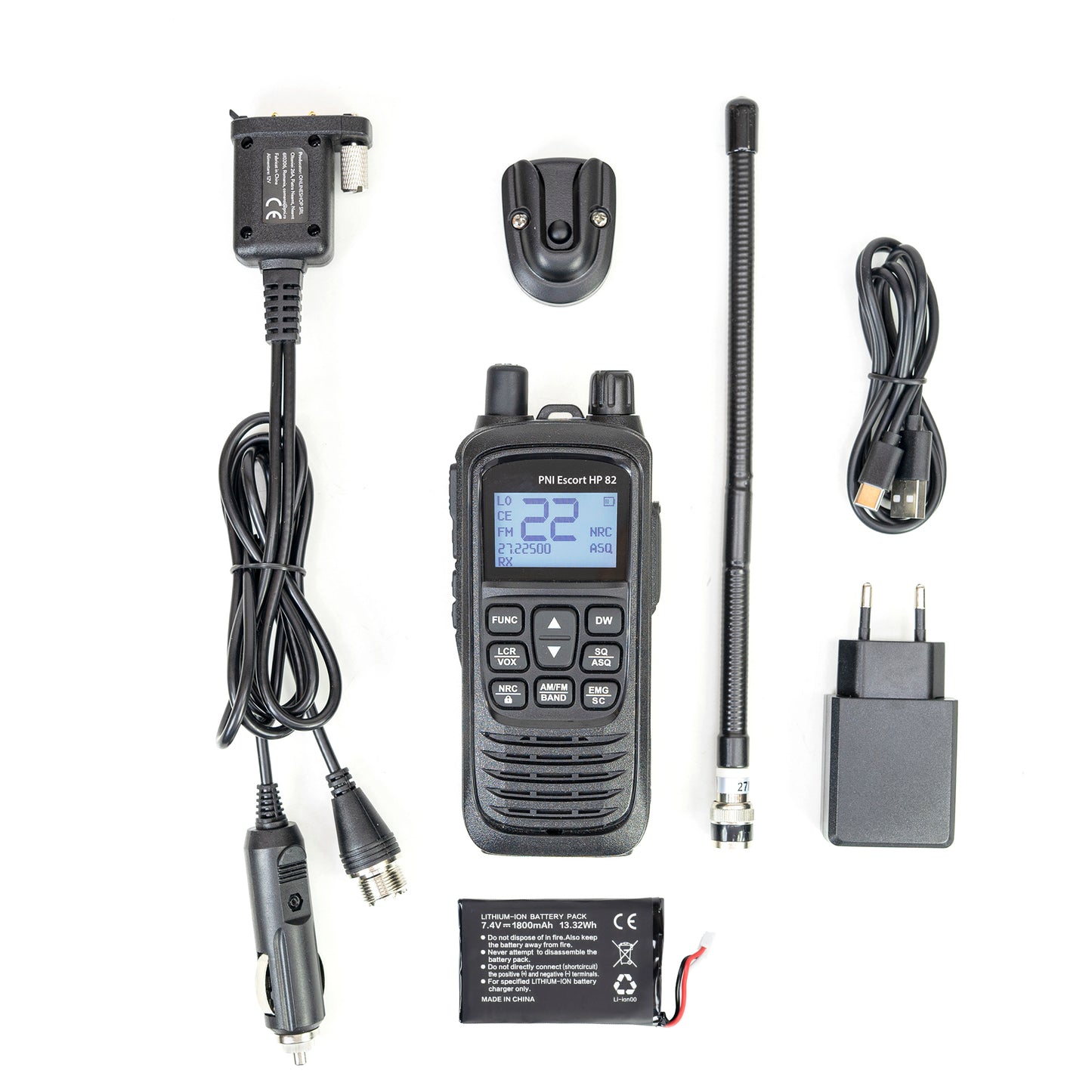 Kit Statie radio CB portabila PNI Escort HP 82, multi standard, 4W, 12V, AM-FM cu antena CB PNI Extra 45 cu magnet