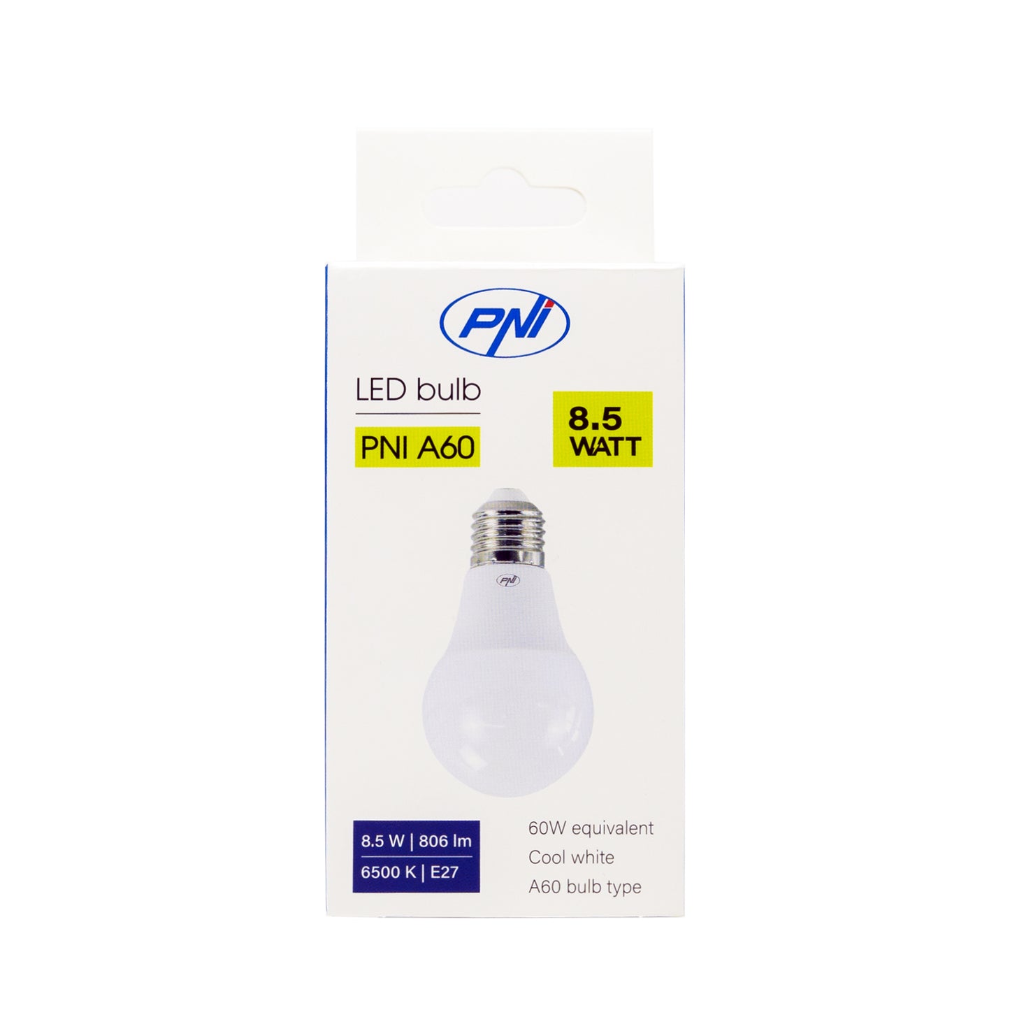Bec cu LED PNI A60, 8.5W, 806lm, 6500K, soclu E27