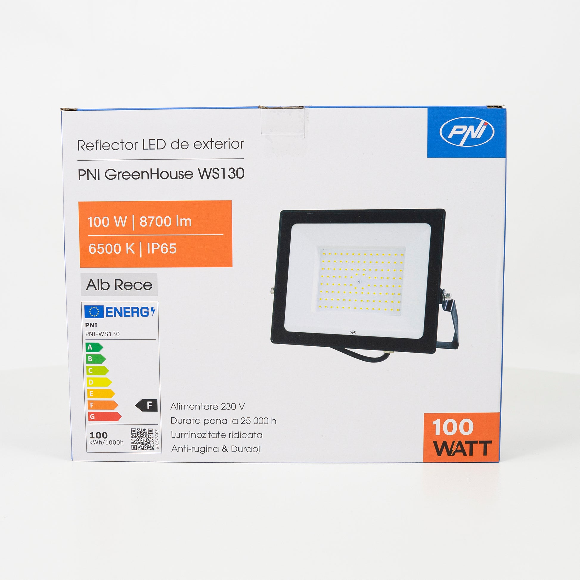 Reflector LED PNI GreenHouse WS130 100 W, alimentare 230 V, 8700 lm, 6500 K, IP65