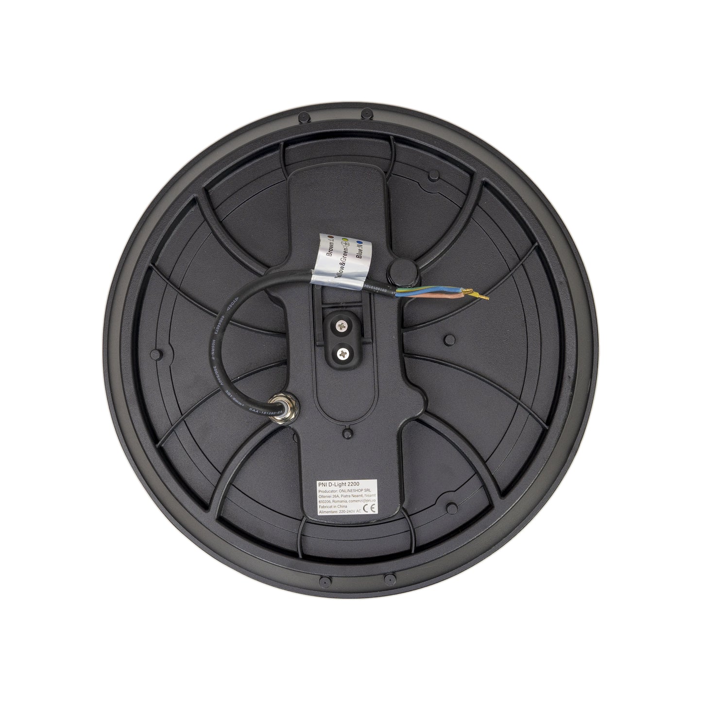 Lampa LED PNI D-Light 2200 tip High Bay, 200W, 27000lm, rotunda 32 cm, 6500K, alimentare 230 V, IP65, pentru iluminat industrial in spatii cu inaltime mare