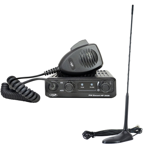 Kit Statie radio CB PNI Escort HP 2020 un singur canal 22 cu antena CB PNI Extra 45 cu magnet